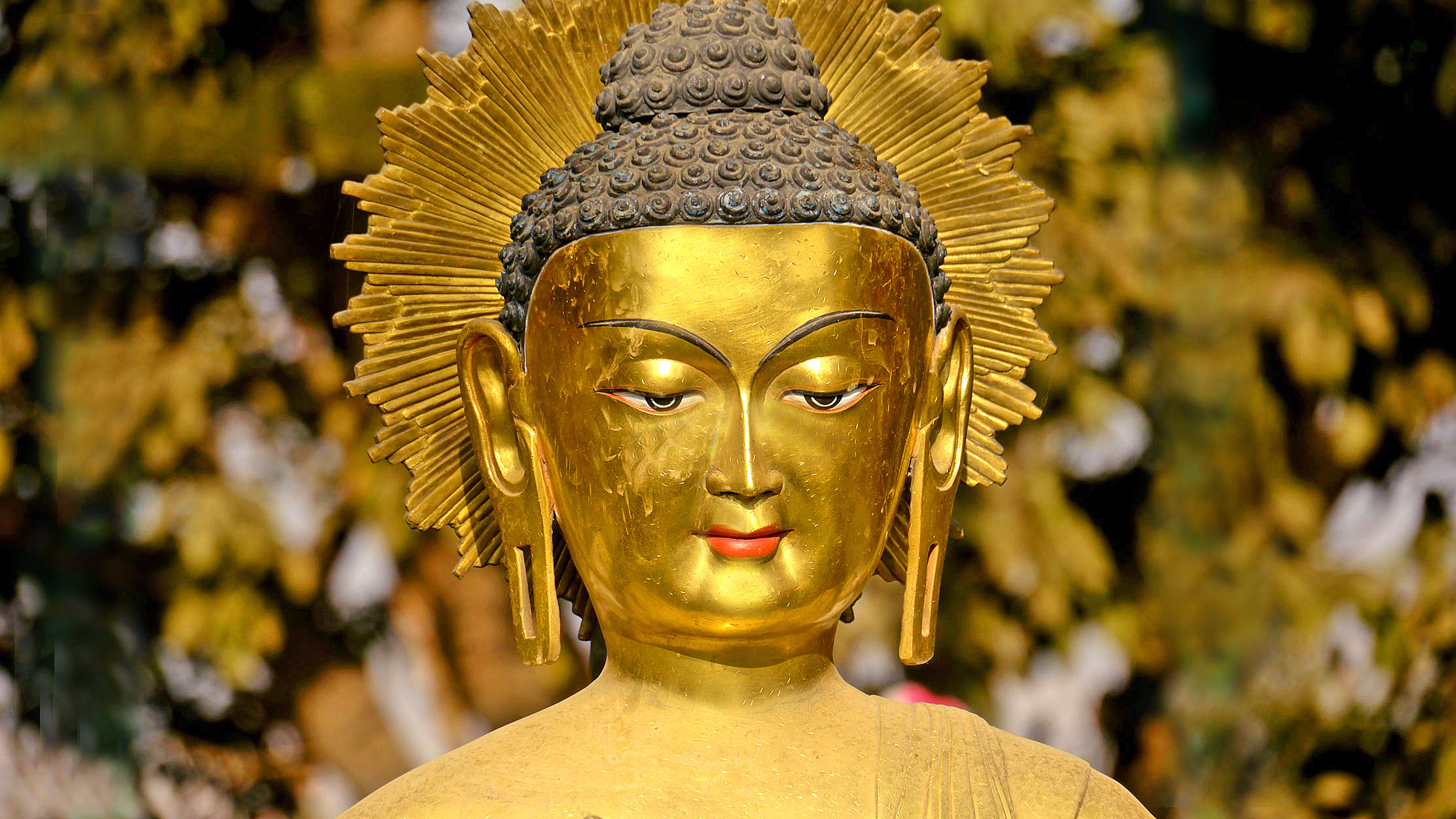 Golden buddha face photo