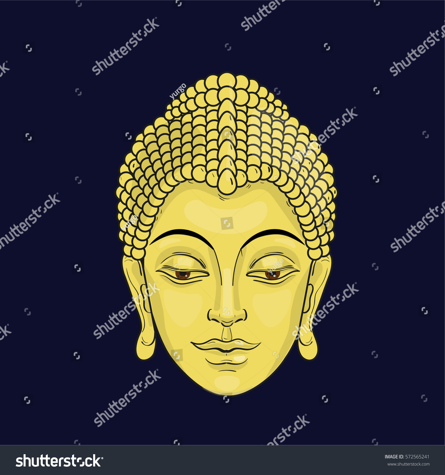 Portrait Buddha Golden Buddhas Head Vector Stock Vector 572565241 ...