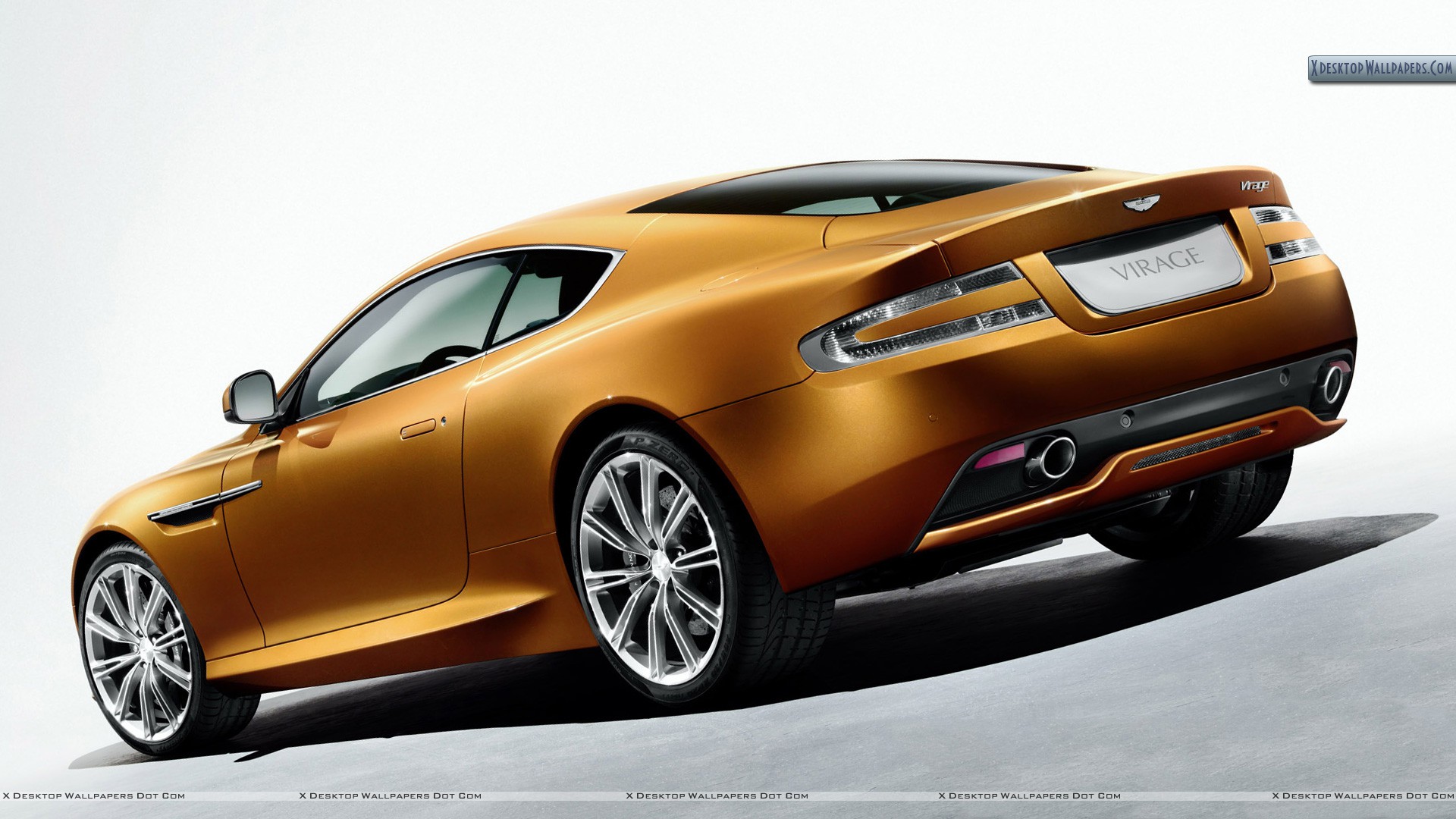 2011 Aston Martin Virage Golden Car Back Pose Wallpaper