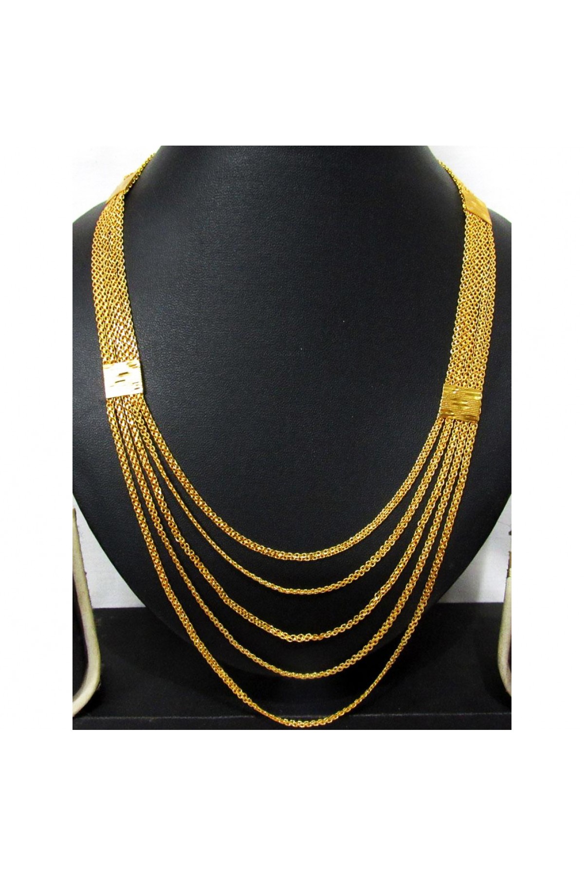 Five Line Golden Chain Long Necklace