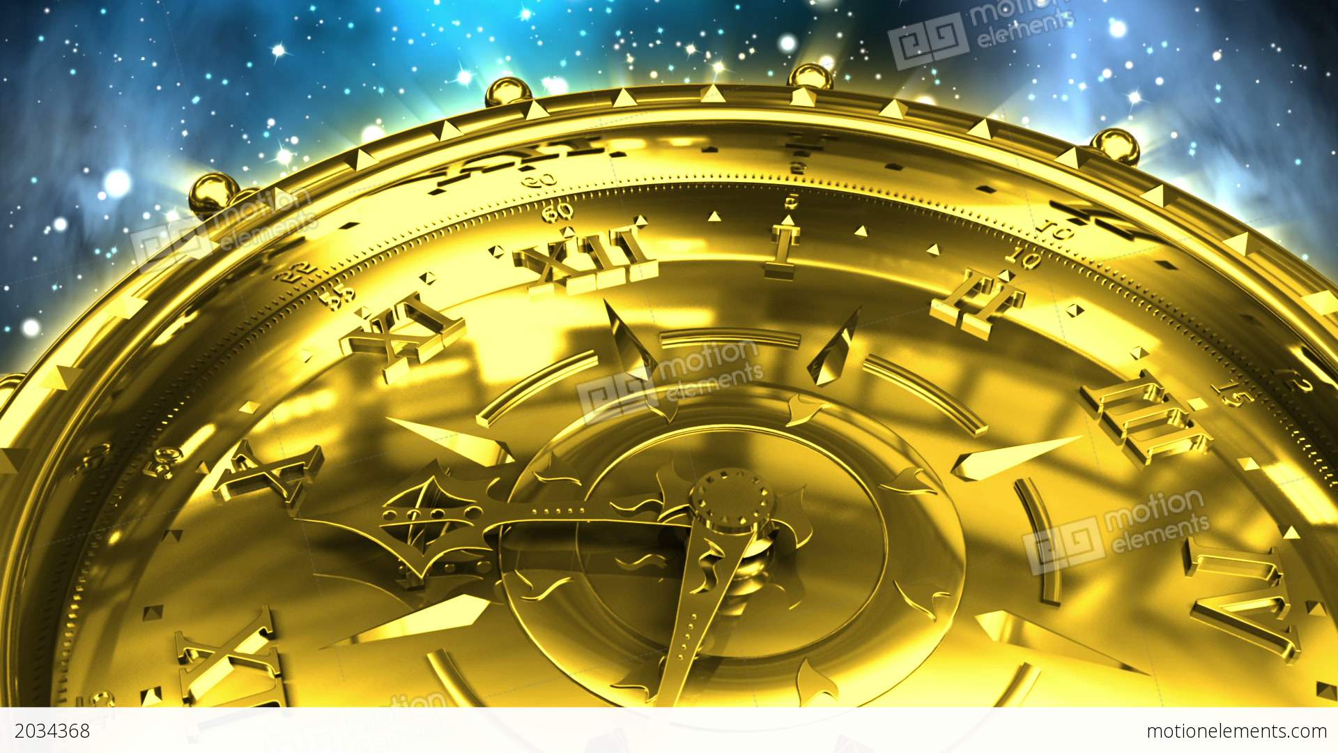 Golden Clock And Spinning Galaxy Stock Animation | 2034368