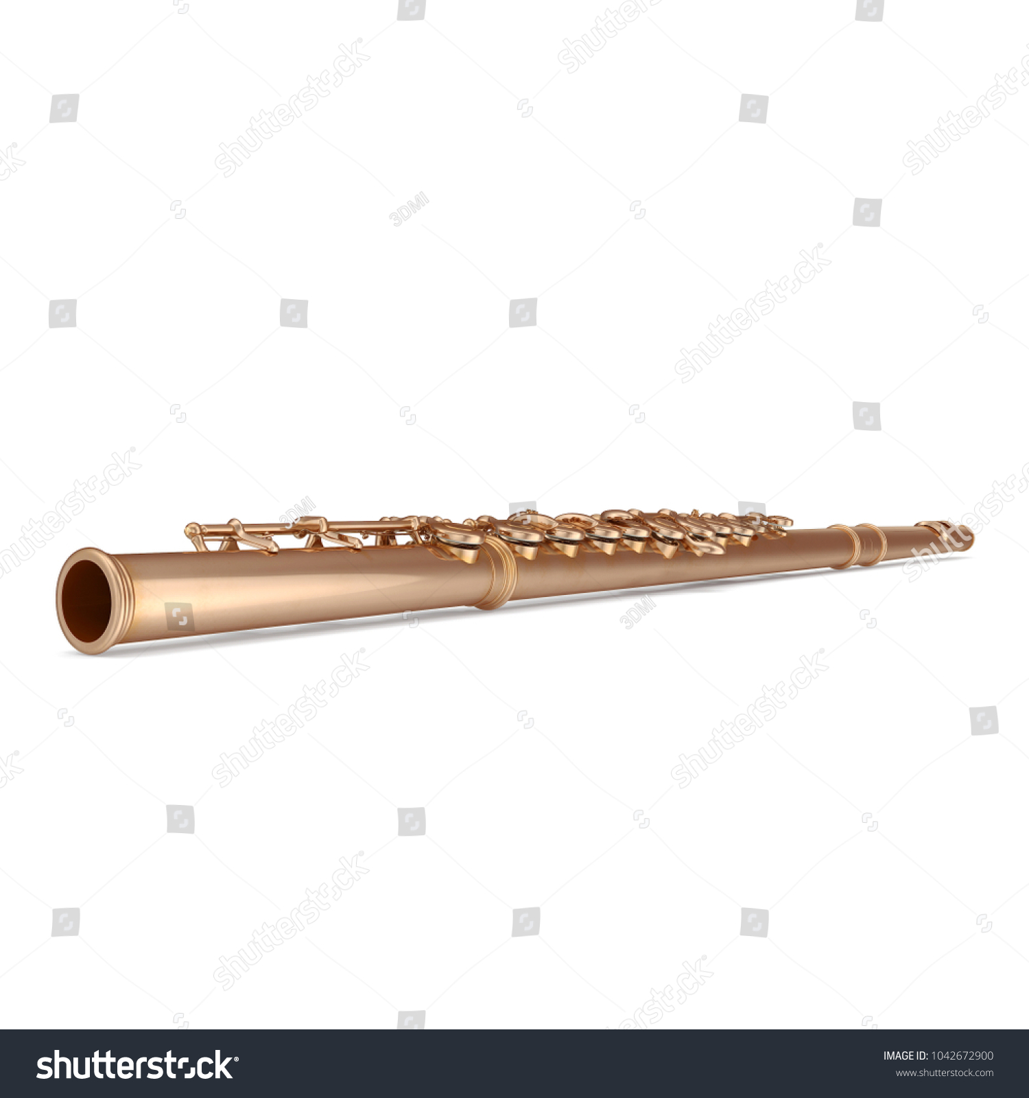 Classical Golden Flute On White 3d Stock Illustration 1042672900 ...