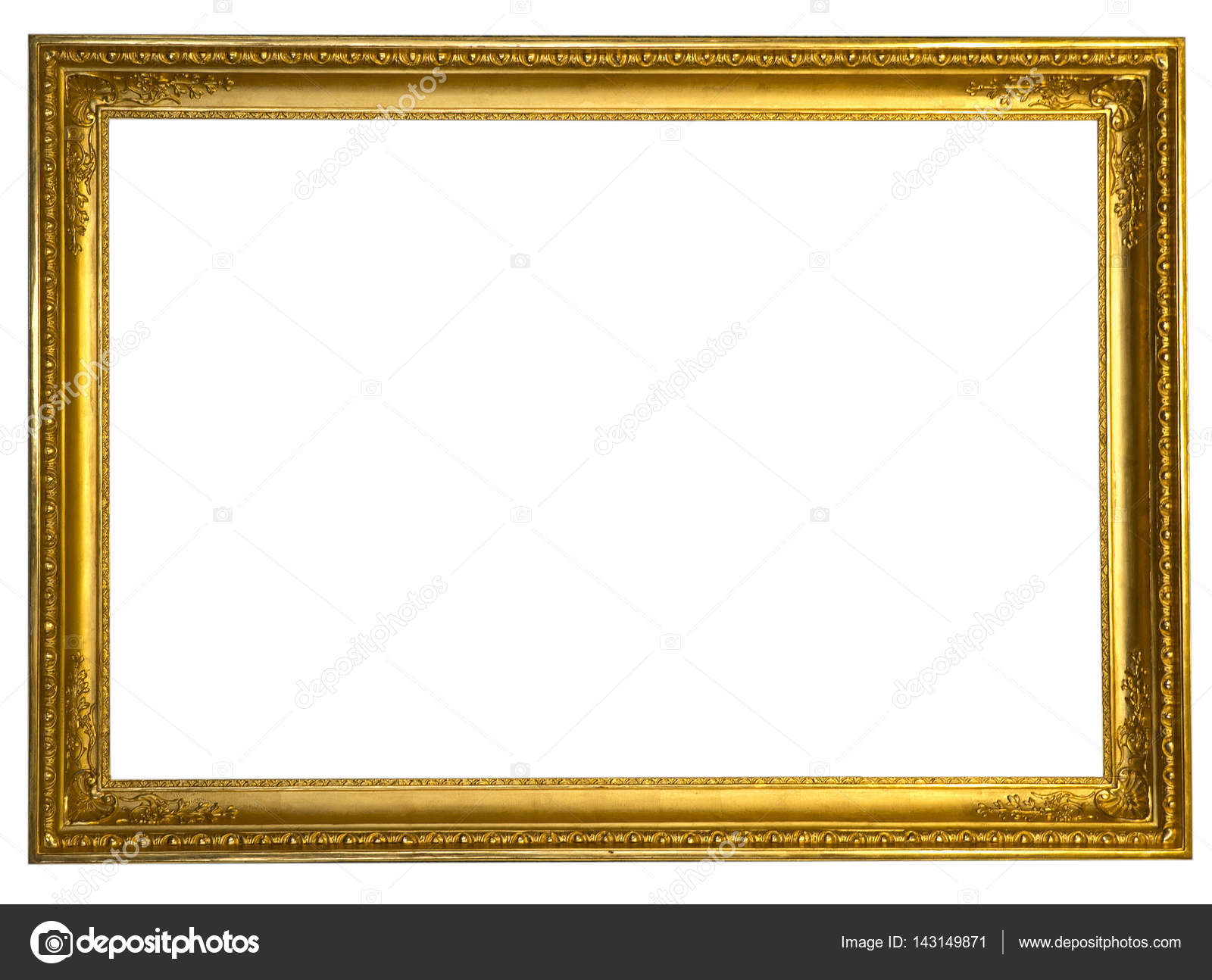 Decorative antique golden frame isolated on white background — Stock ...