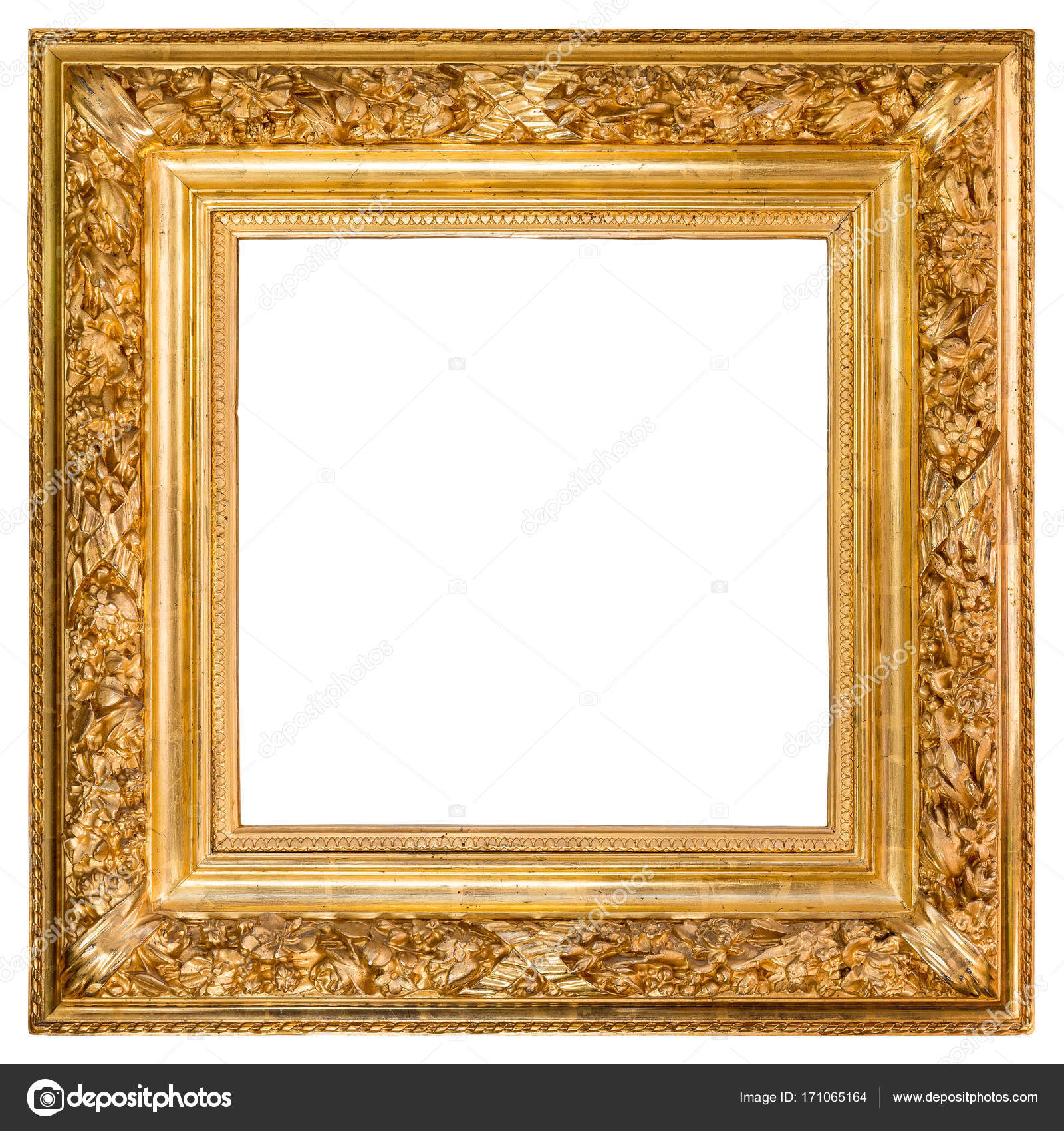Antique Golden Frame Over White — Stock Photo © creisinger #171065164