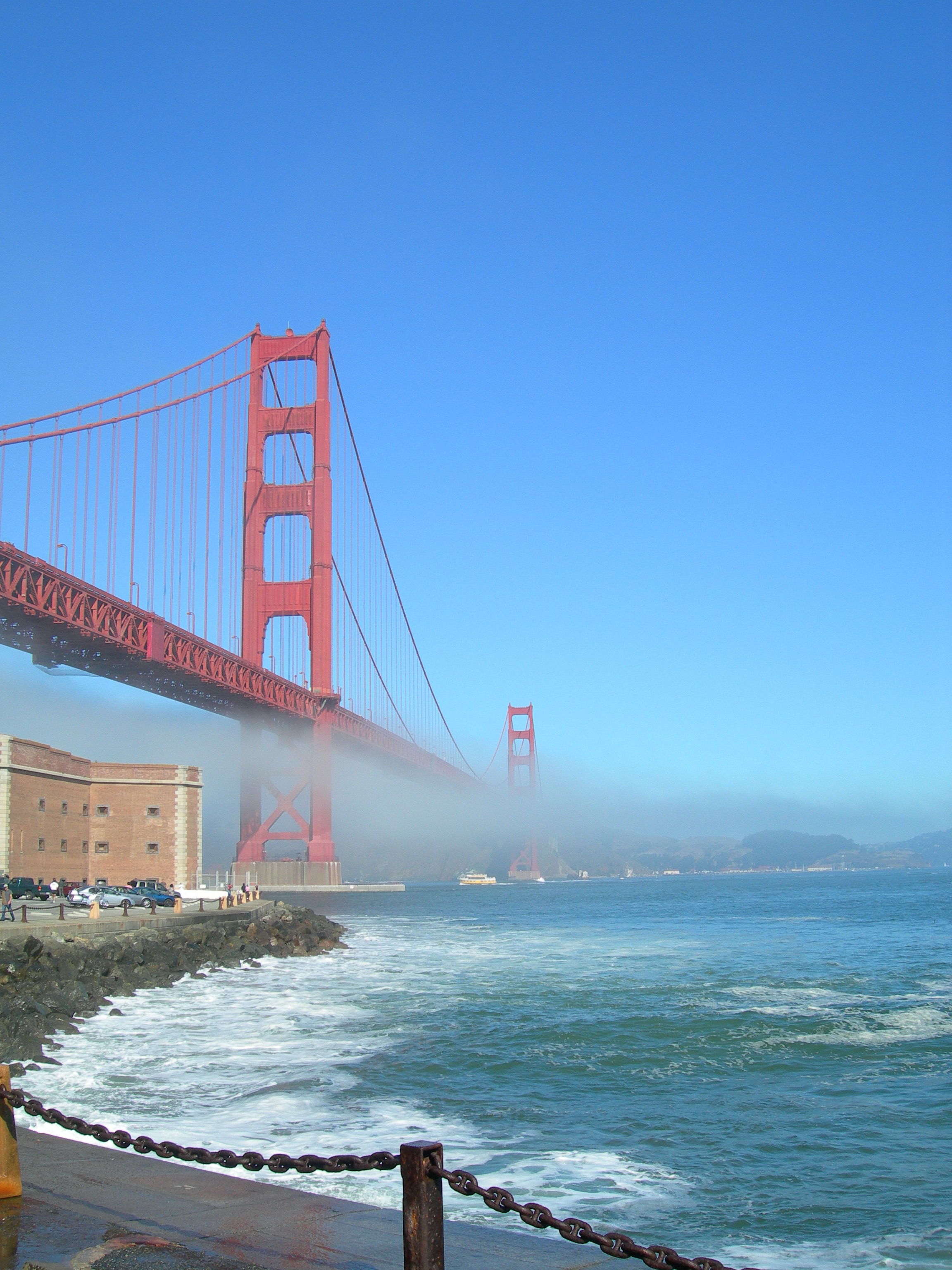 Golden gate fog vertical photo