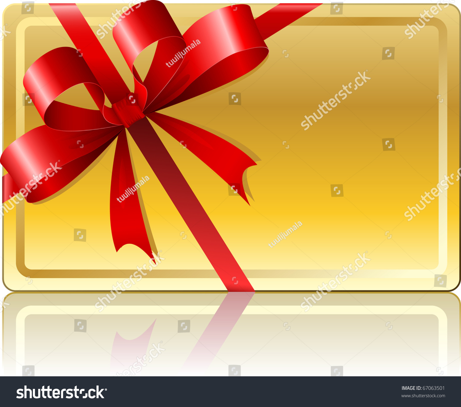 Blank Golden Gift Card Ribbon Isolated Stock Vector 67063501 ...
