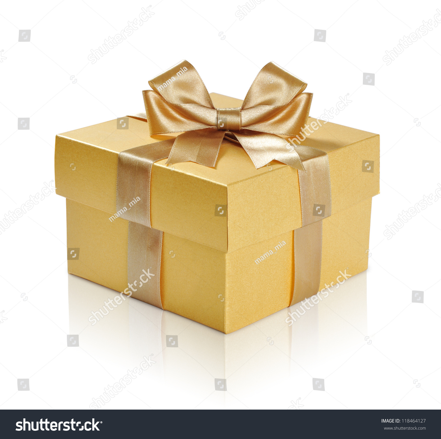 Golden Gift Box Golden Ribbon Over Stock Photo 118464127 - Shutterstock