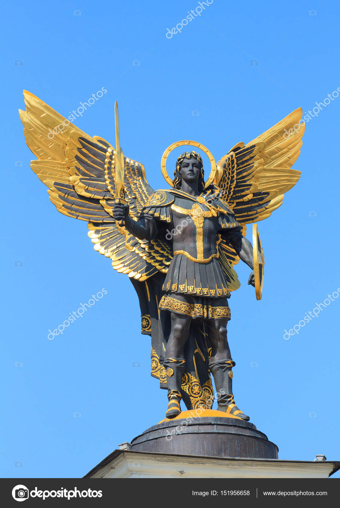 Golden statue of Archangel Michael in Kiev — Stock Photo © labrador ...