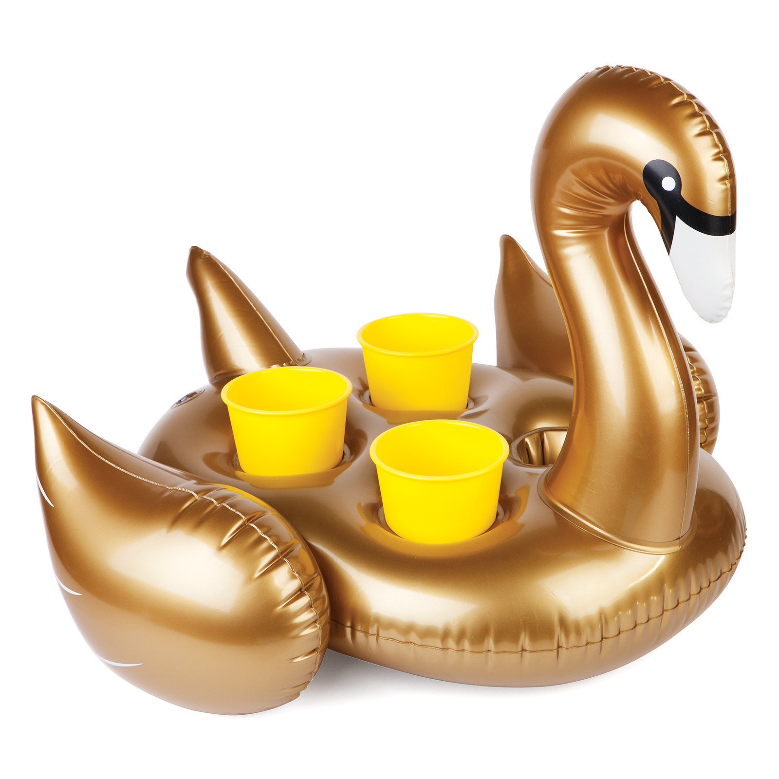 Swan-shaped Water Inflatable With Cup Holders - Groovy Swan Gold