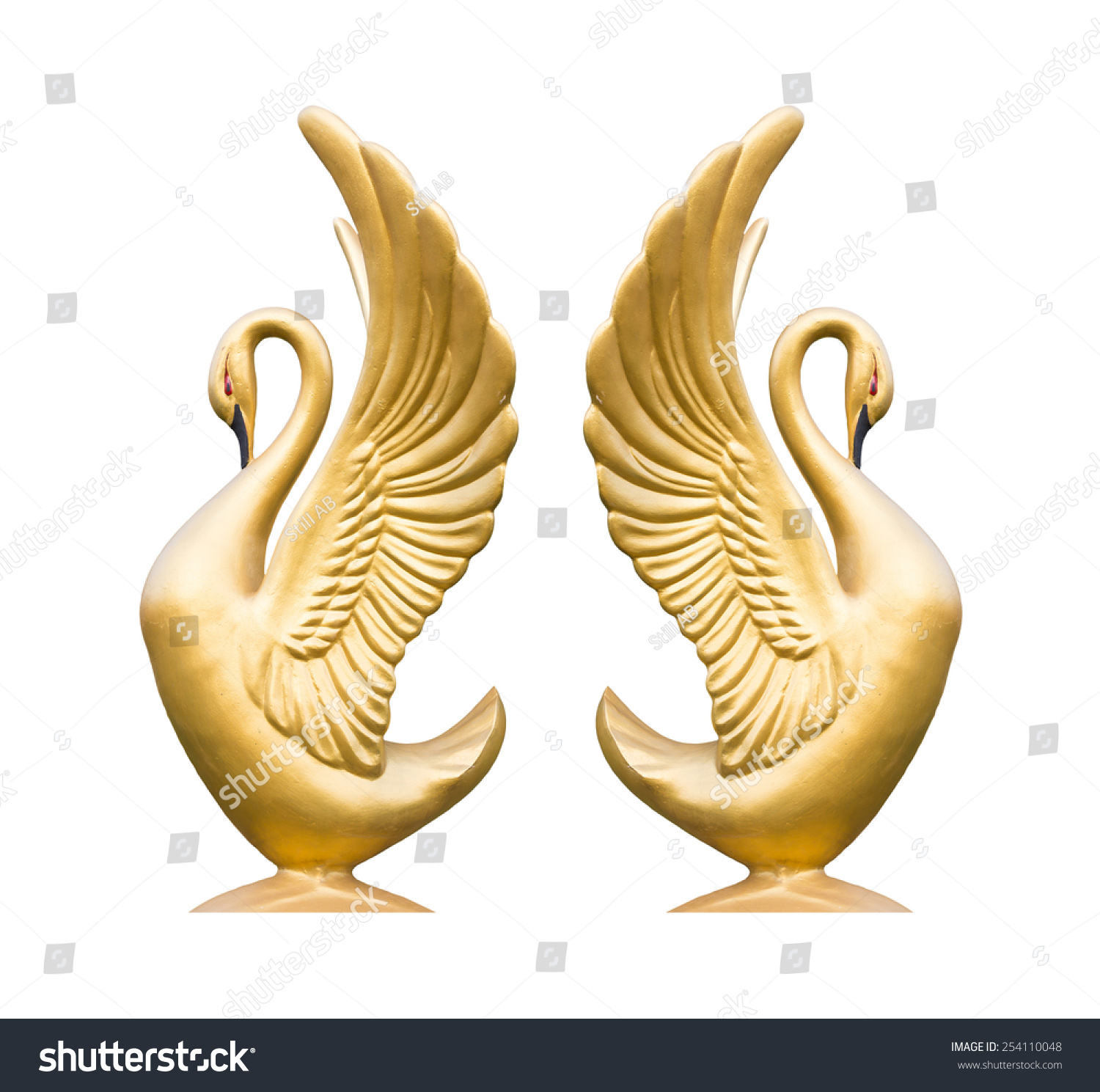 Golden Swan Sculpture On White Background Stock Photo (Royalty Free ...