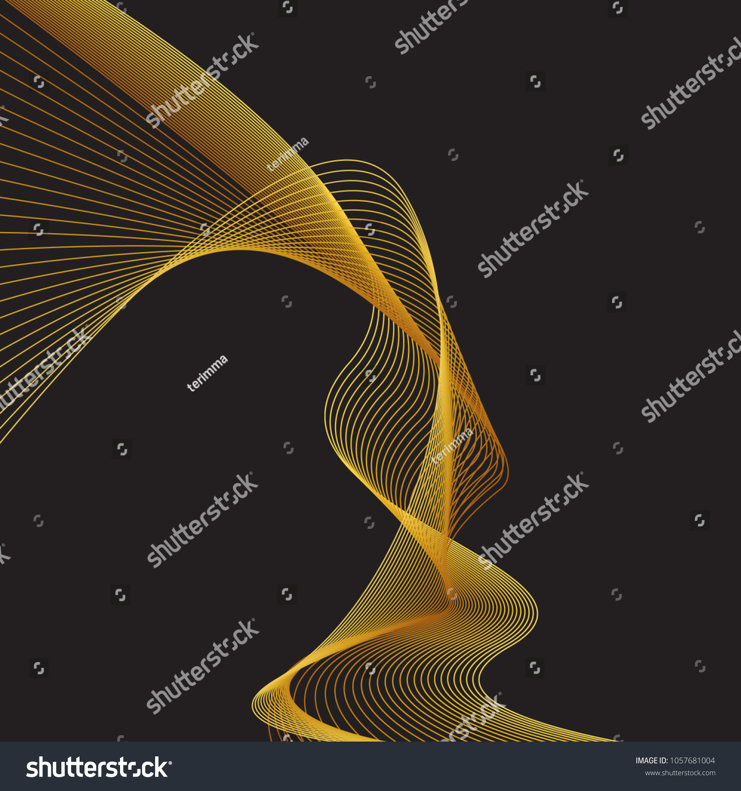 Abstract Background Golden Wave On Dark Stock Vector 1057681004 ...