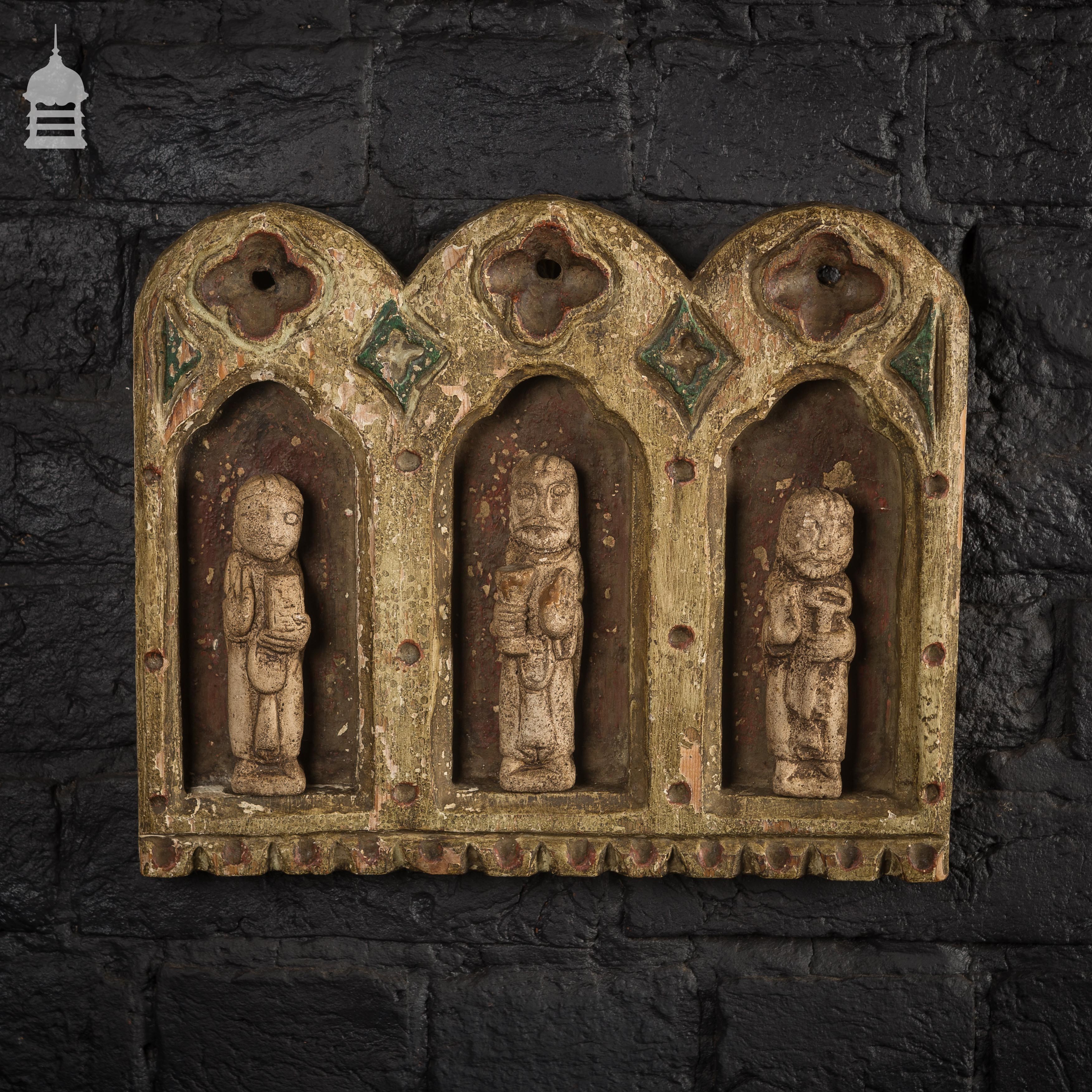 Beautiful Ecclesiastical Gothic Niche with Carved Figures of the 3 ...