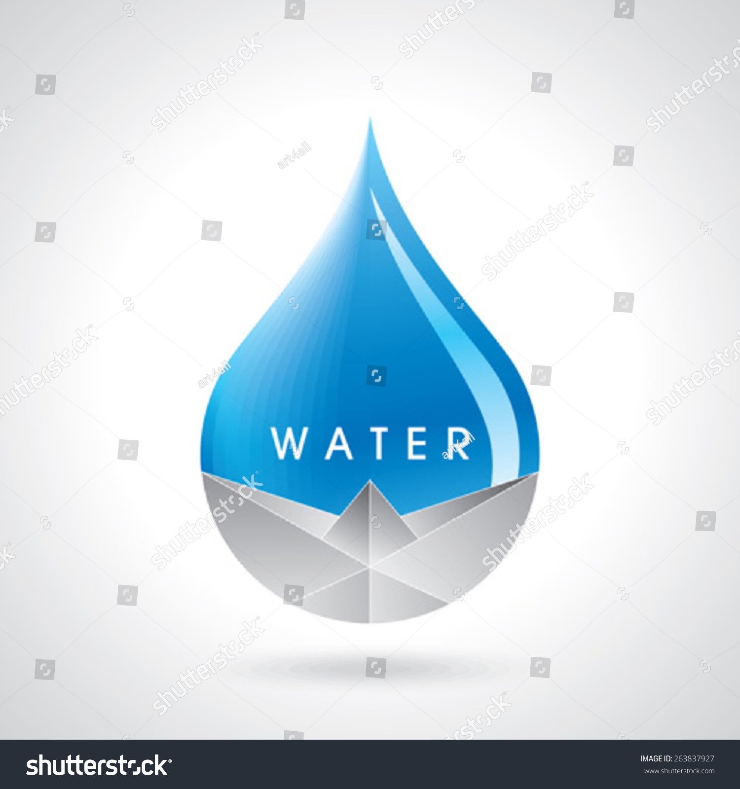 Blue Shiny Water Drop Paper Boat Stock Vector 263837927 - Shutterstock