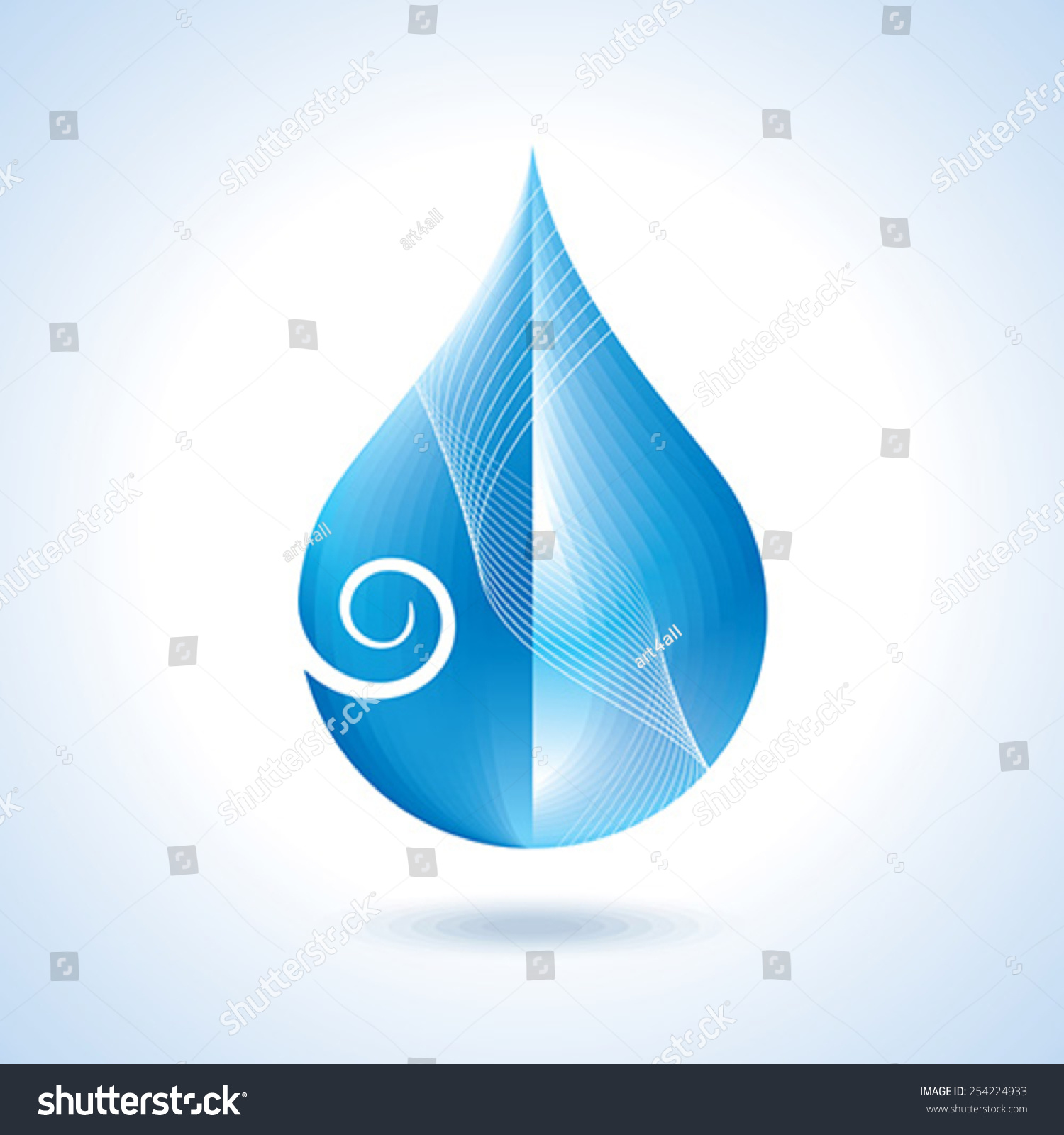 Blue Shiny Water Drop Vector Illustration Stock Vector 254224933 ...