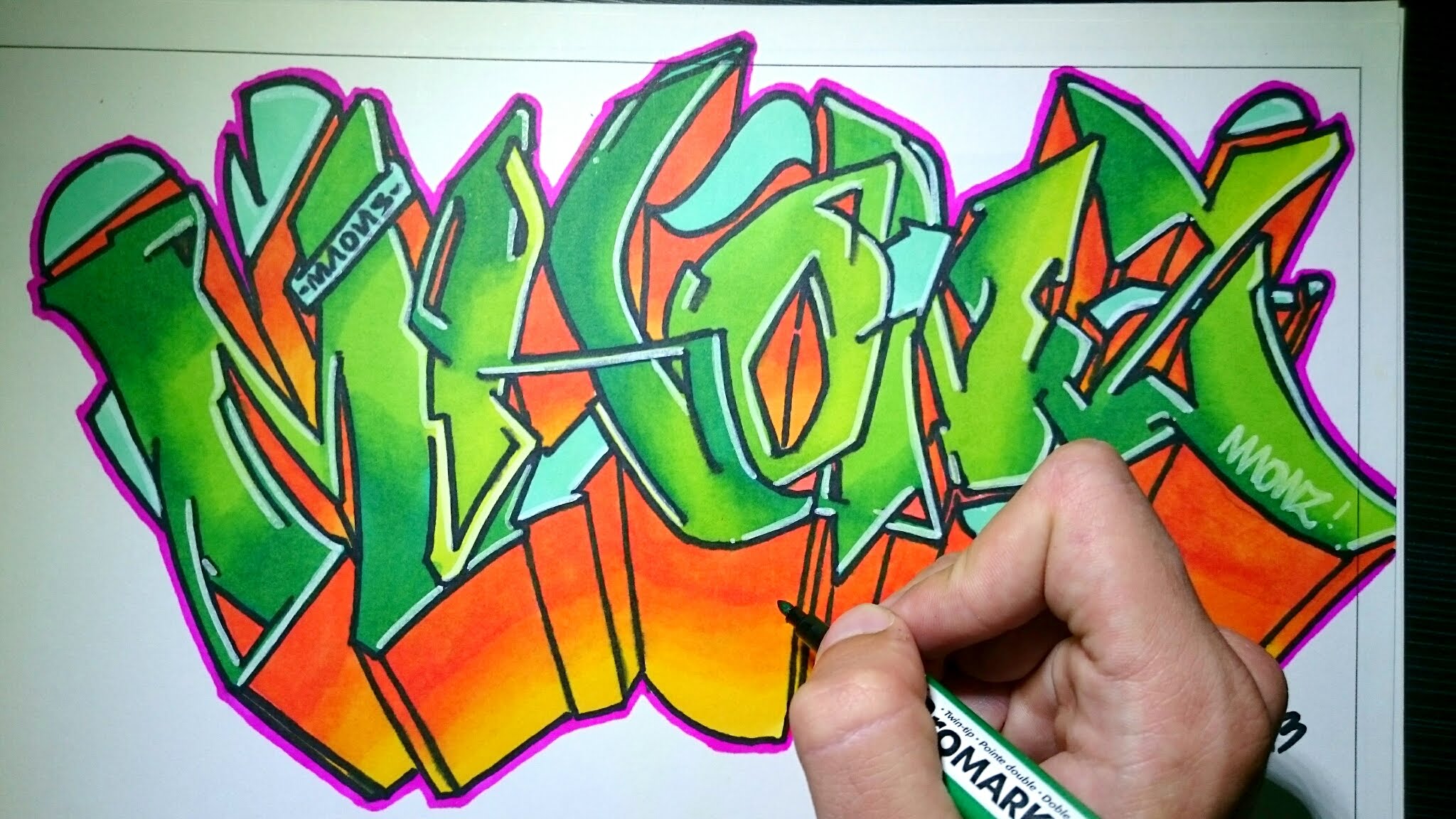 Drawing Graffiti on paper - Maonz - YouTube