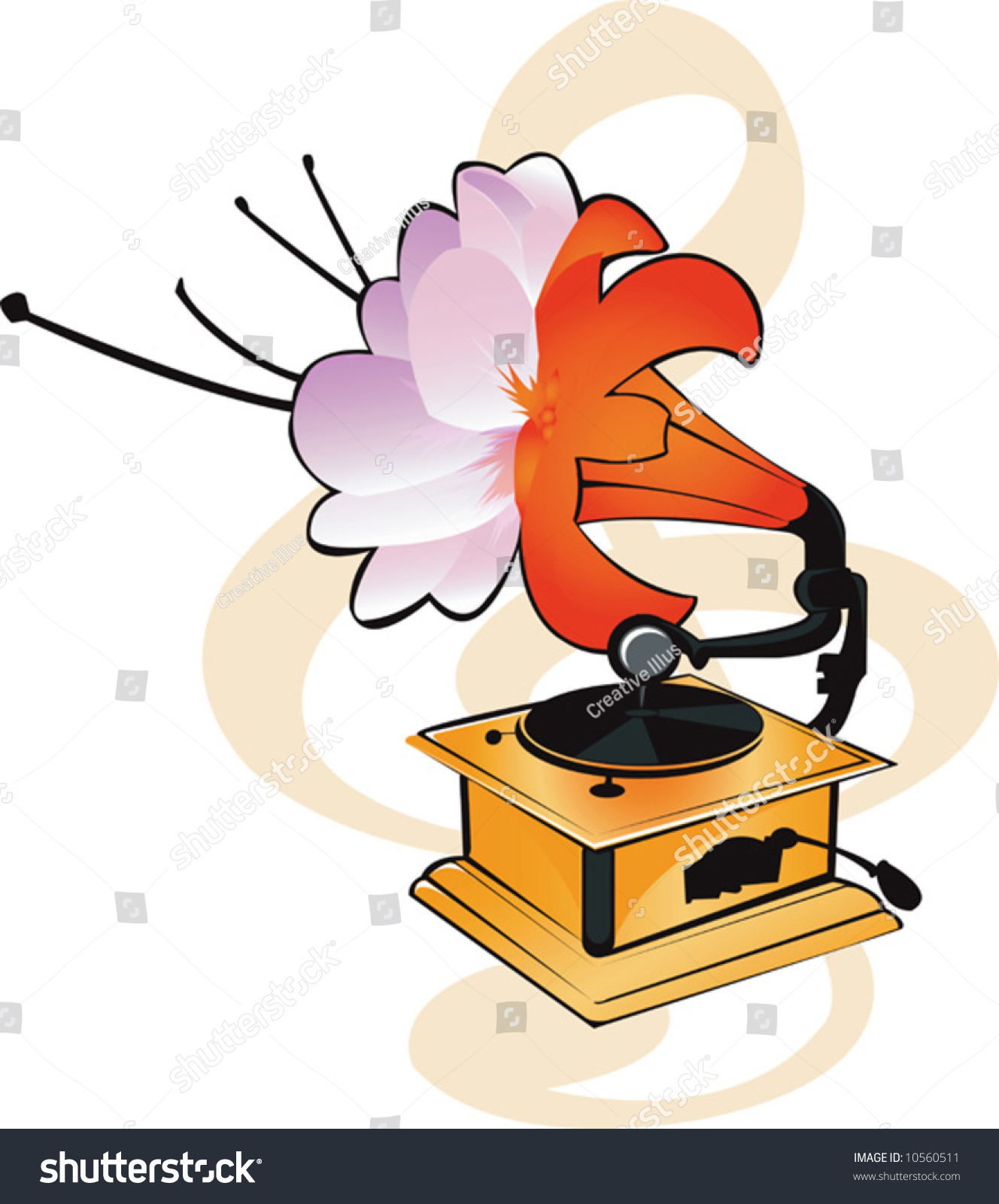 Gramophone Flower Head Stock Vector 10560511 - Shutterstock