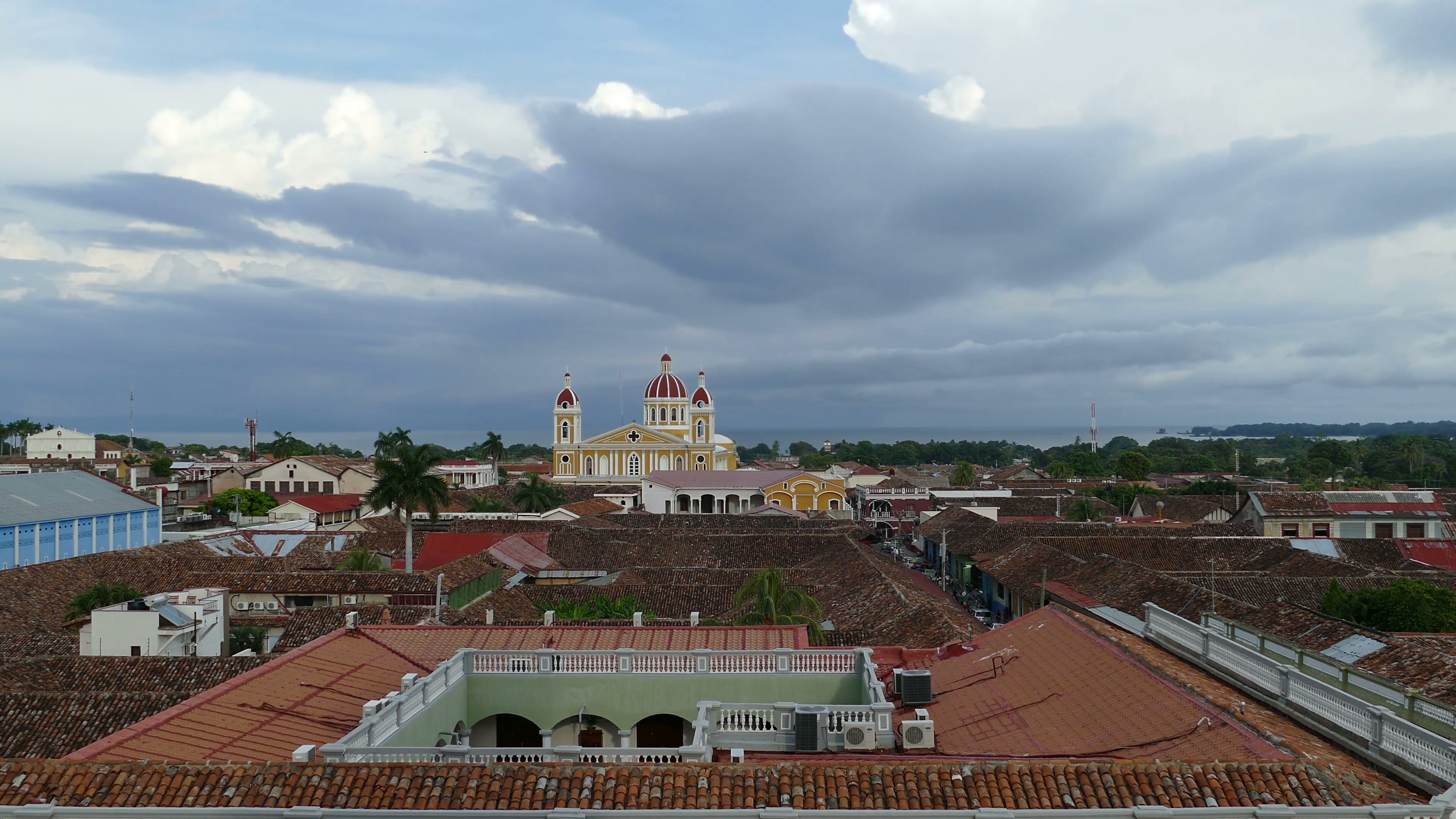 Overview Granada from rooftop Iglesia La Merced, time lapse Stock ...