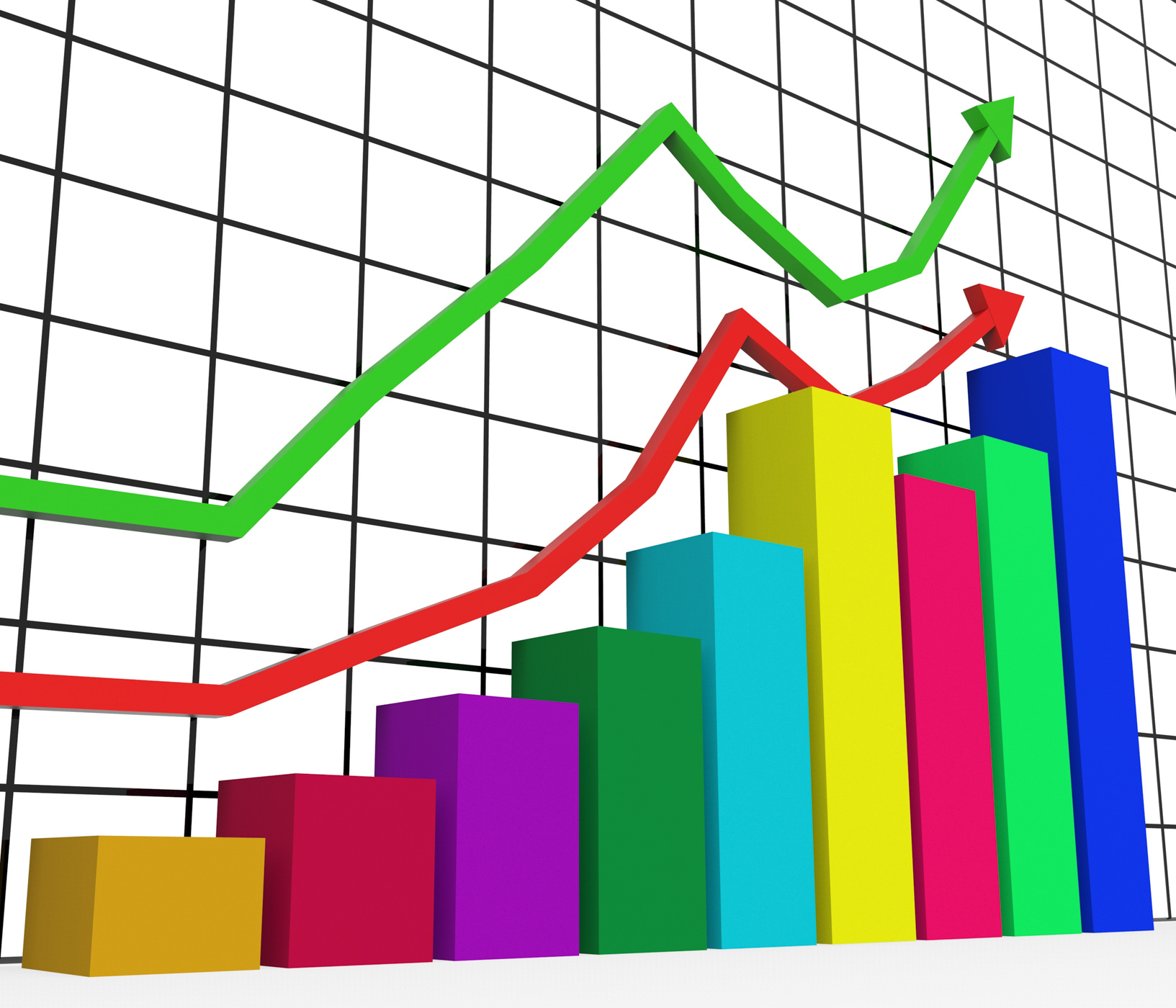 Graph increasing indicates growth statistics and increase photo