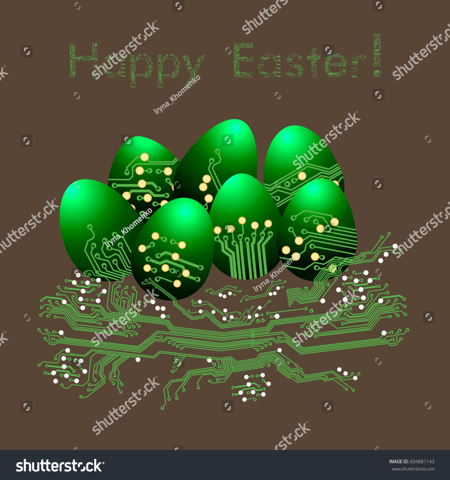 Easter Eggs Nest Circuit Board Style Stock Illustration 604881143 ...