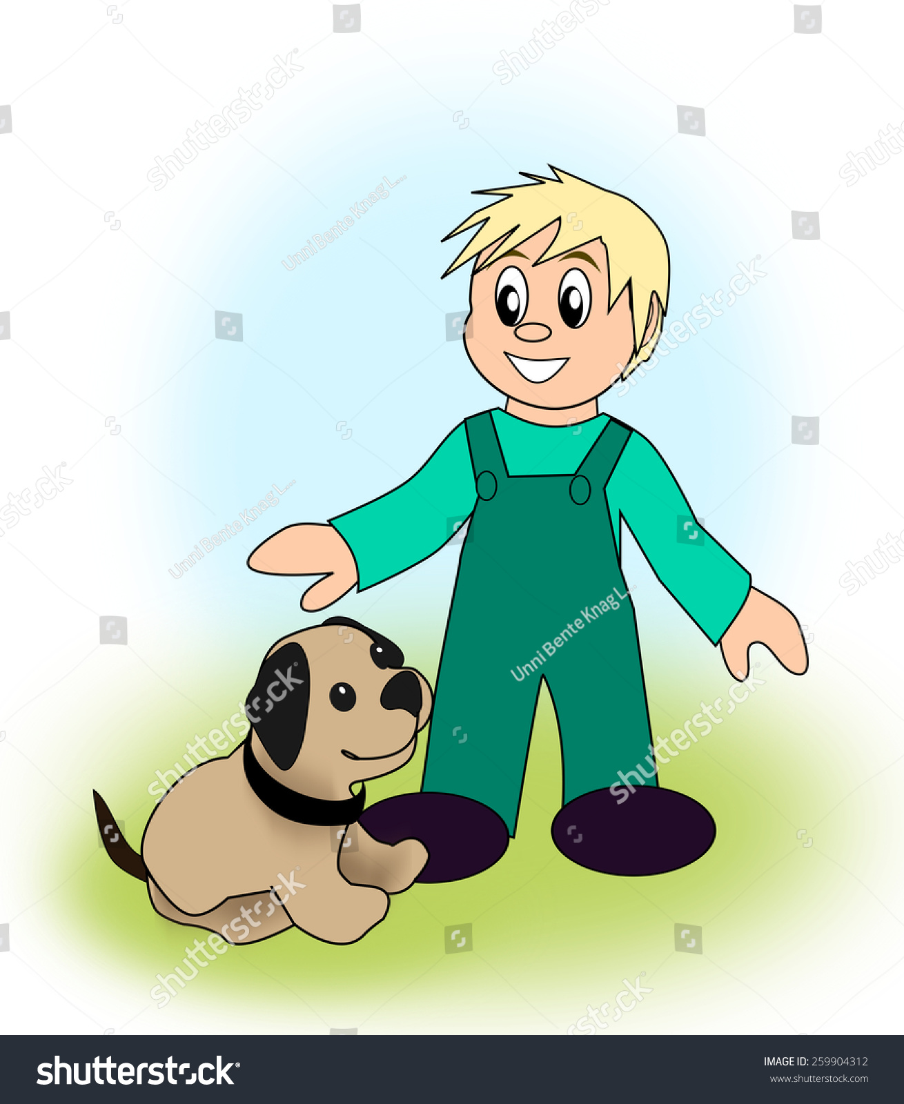 Little Boy Brown Dog Stock Illustration 259904312 - Shutterstock