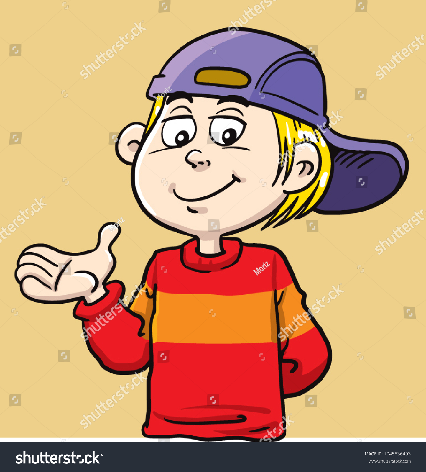 Boy Wearing Baseball Cap Stock Vector 1045836493 - Shutterstock