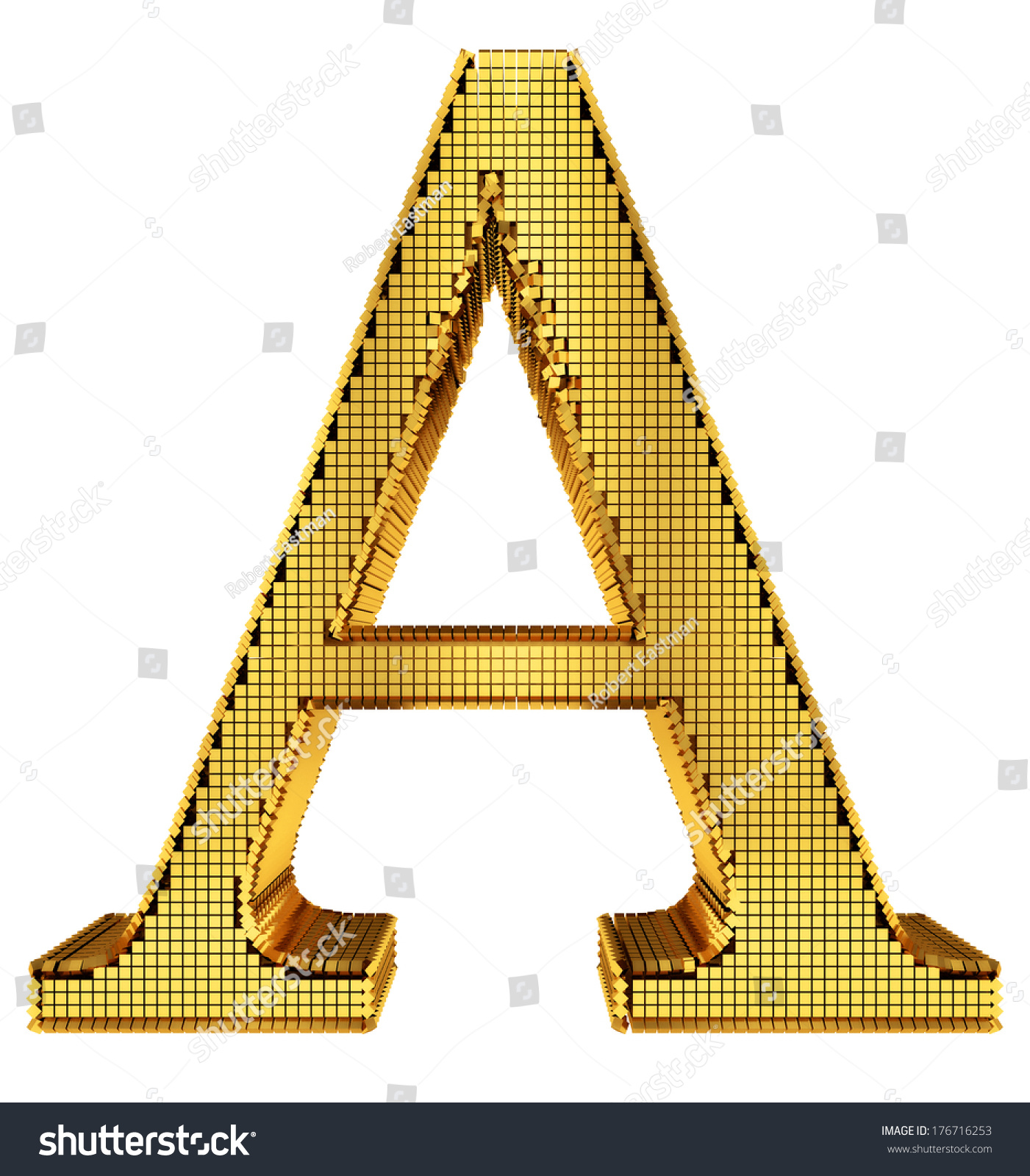 Graphical Rich Golden Cube Patterned Letter Stock Illustration ...