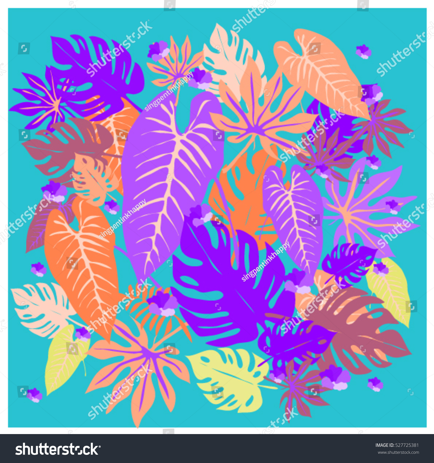 Vector Graphical Tropical Leaves Bright Pattern Stock Vector ...