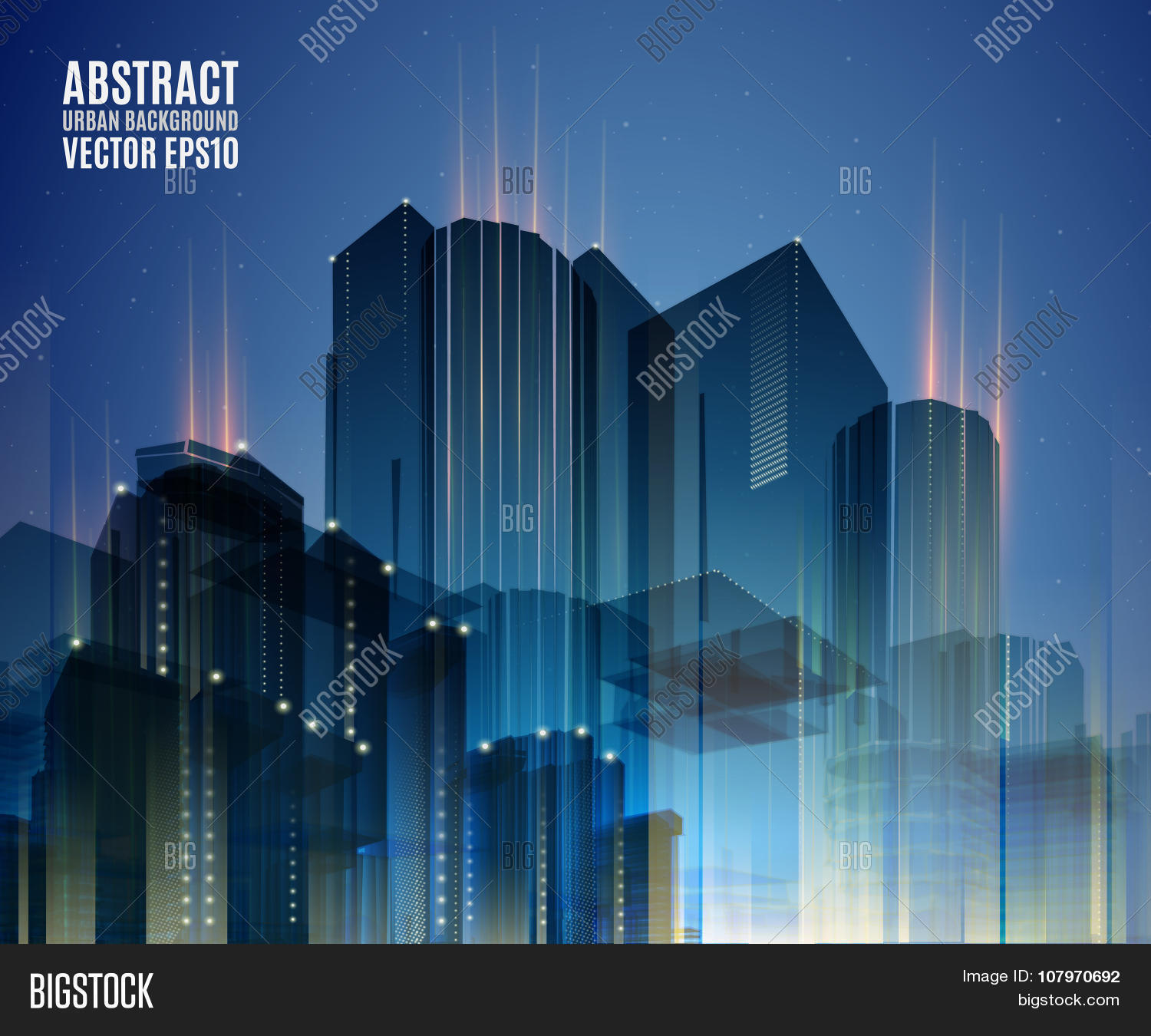 Blue City Skyline Night. Graphical Vector & Photo | Bigstock