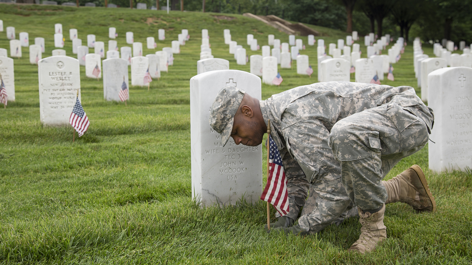 Memorial Day: Soldiers Placing Flags at Arlington Reflect on Service