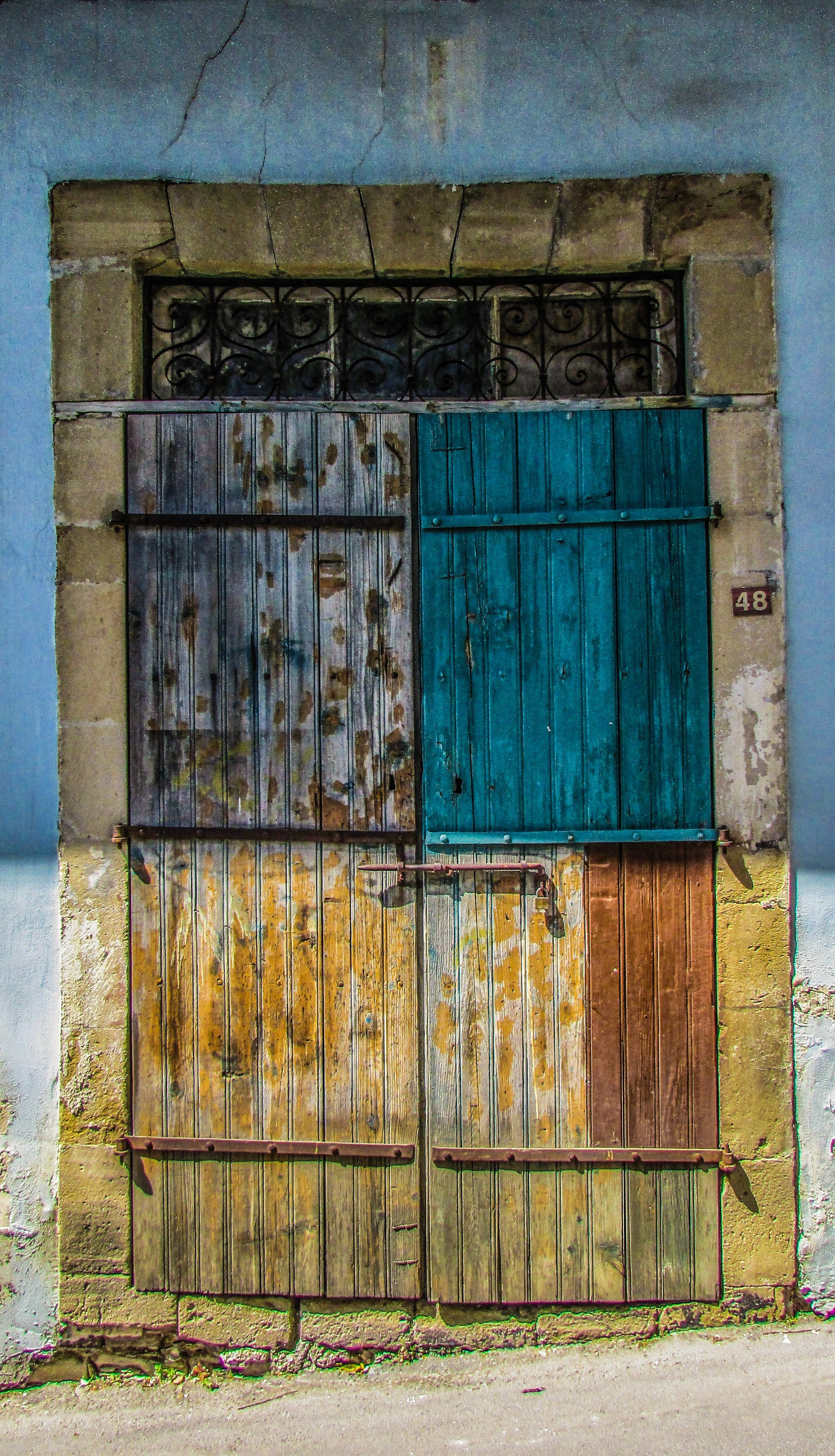 Gray blue and brown door photo