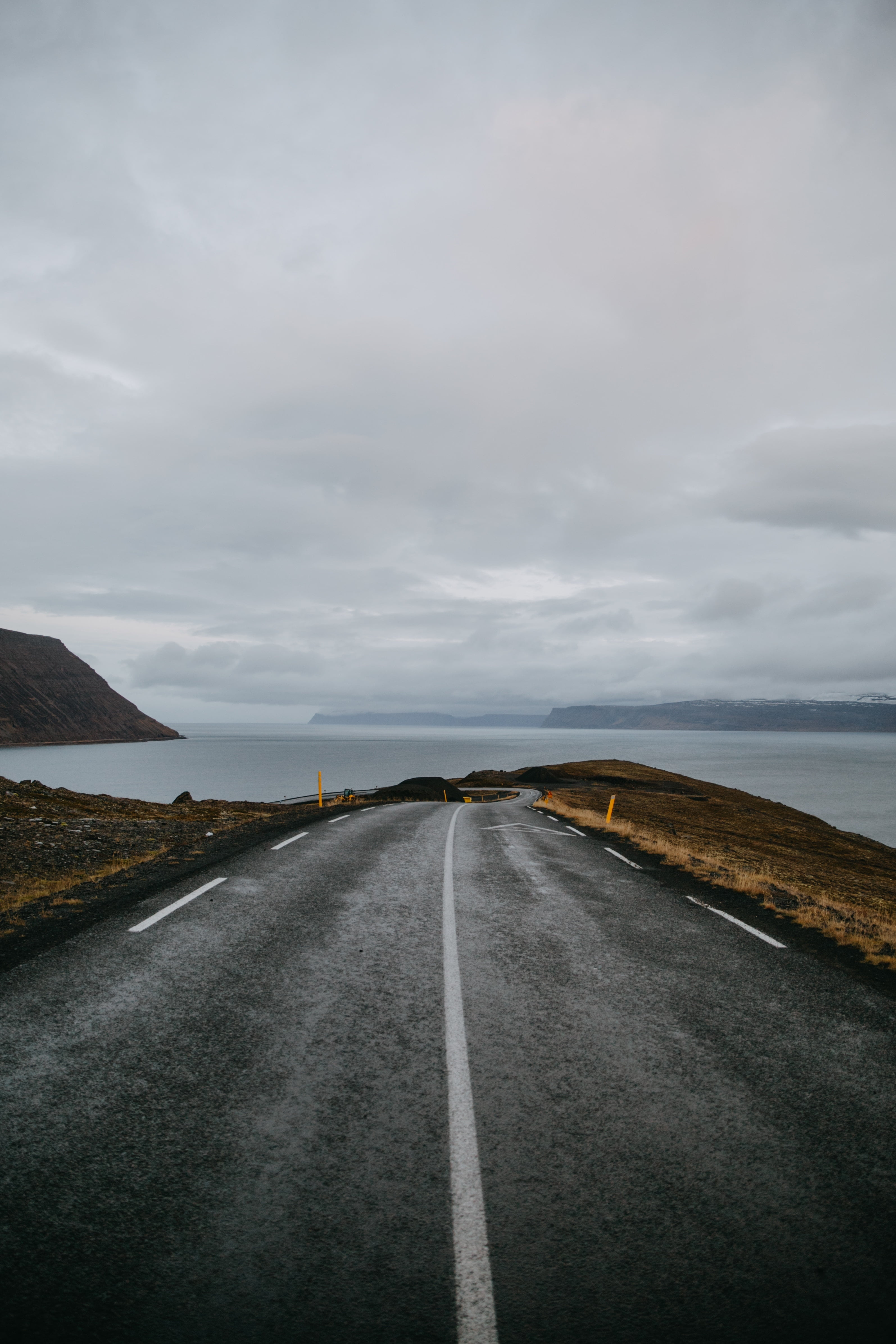 Grey concrete road, Iceland, Road, Marking HD wallpaper | Wallpaper ...