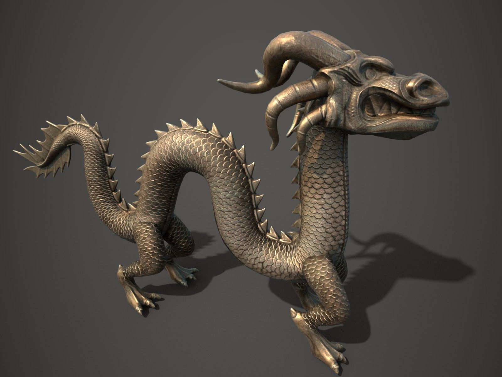 3D model Chinese Dragon Statue PBR low poly | CGTrader