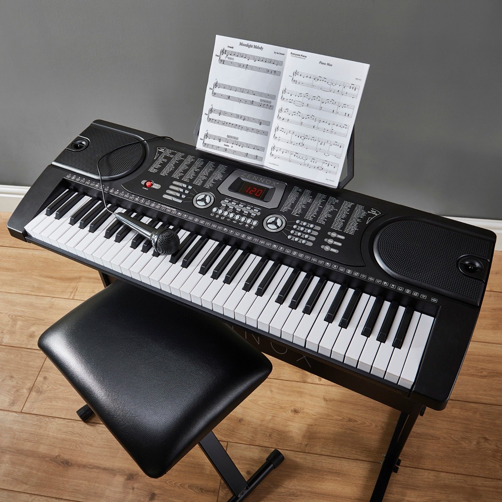 Electric Keyboard Digital Music Piano 61 Keys Instrument Microphone ...