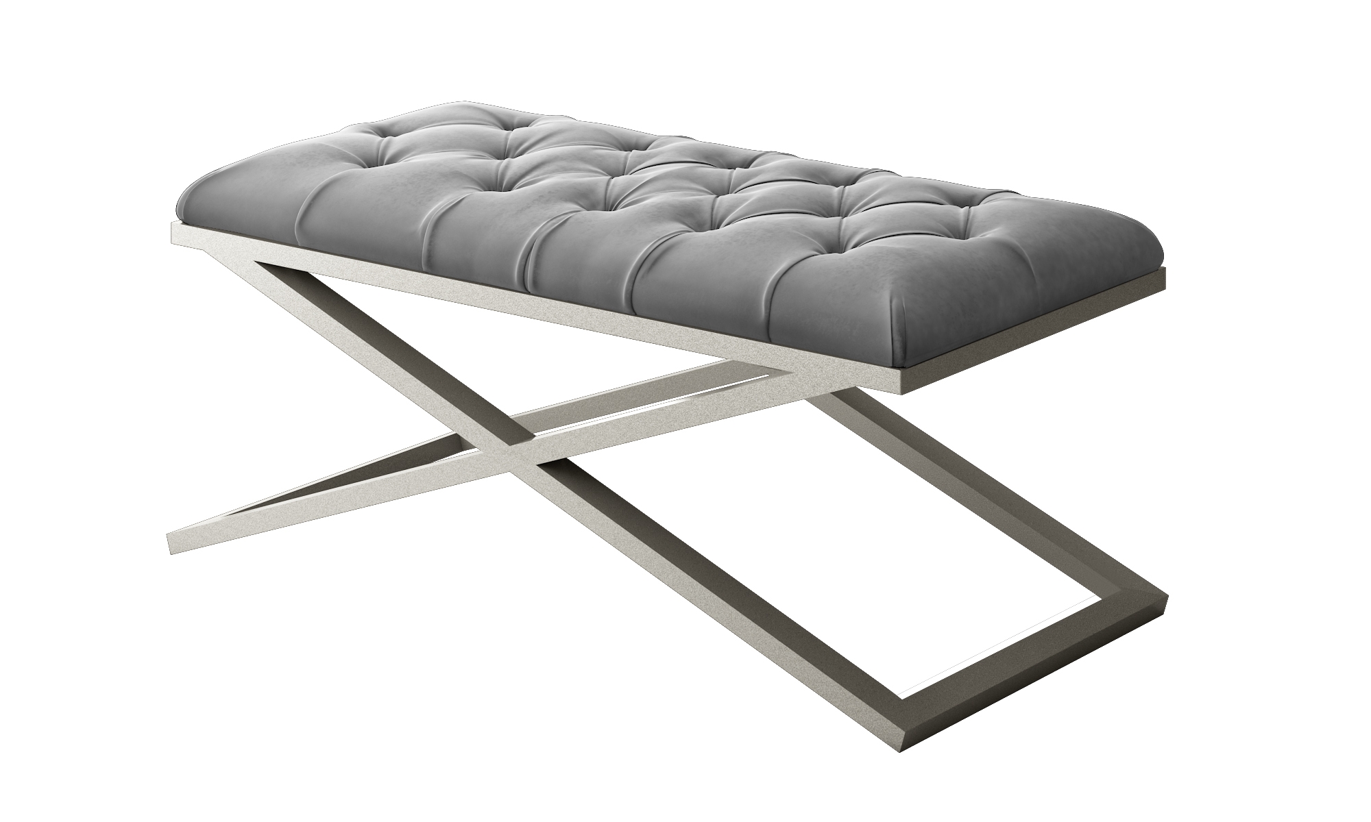 Gray Velvet Bench with Customizable Frame | Contemporary Accent ...