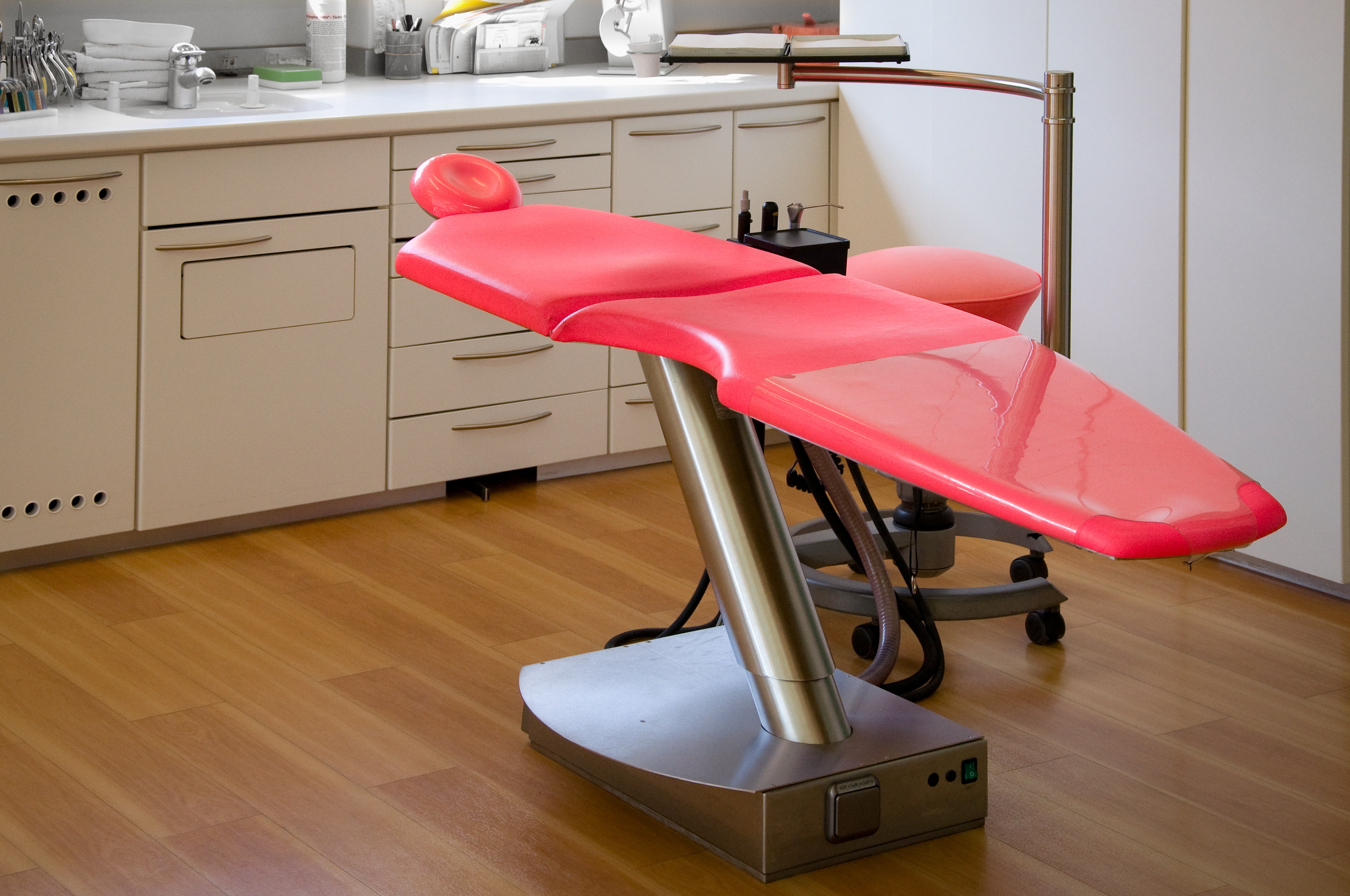 Gray Metal Framed Red Dental Treatment Chair, Ambulance, Chair, Clean, Clinic, HQ Photo