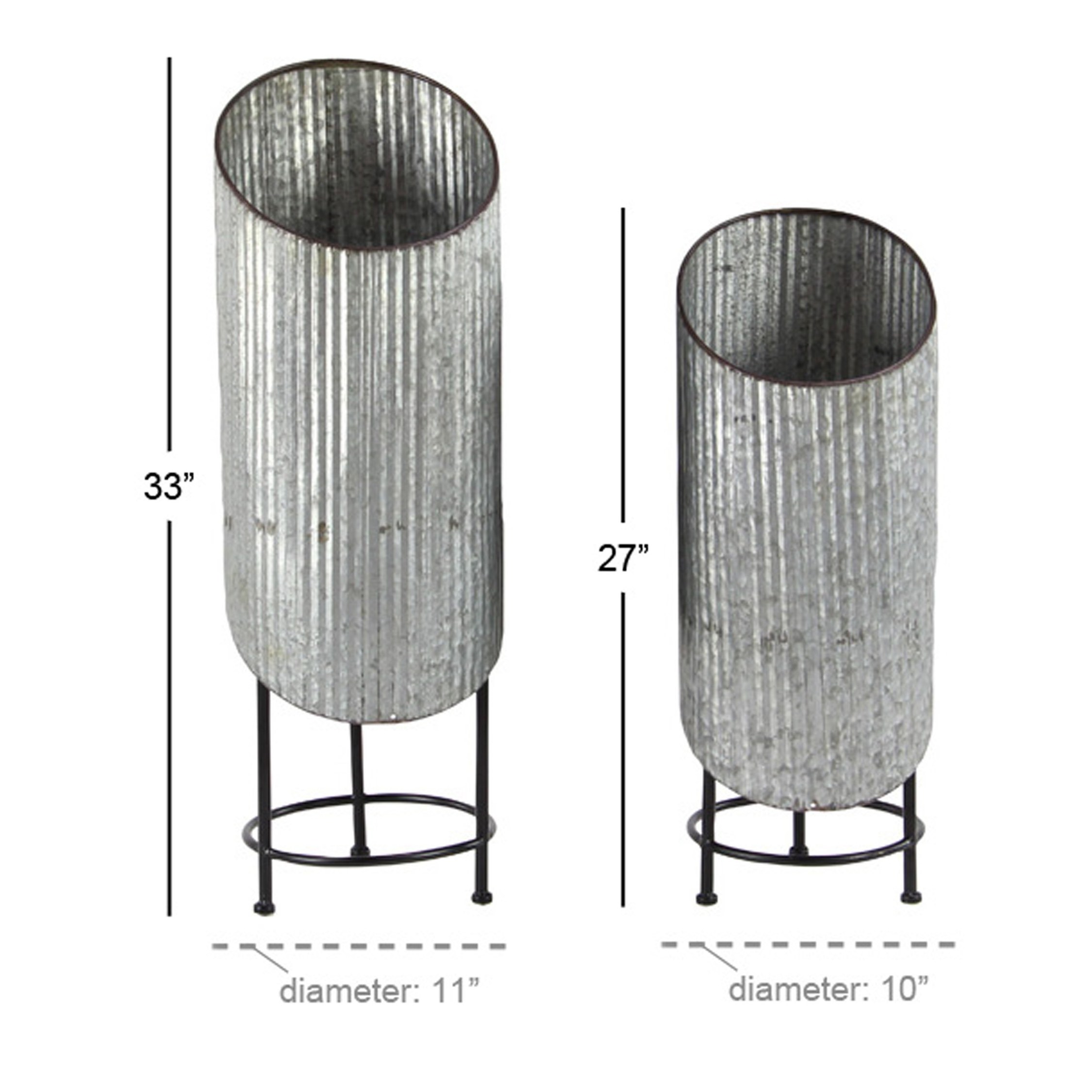 Set of 2 Modern 27 and 33 Inch Gray Metal Plant Stands - Free ...