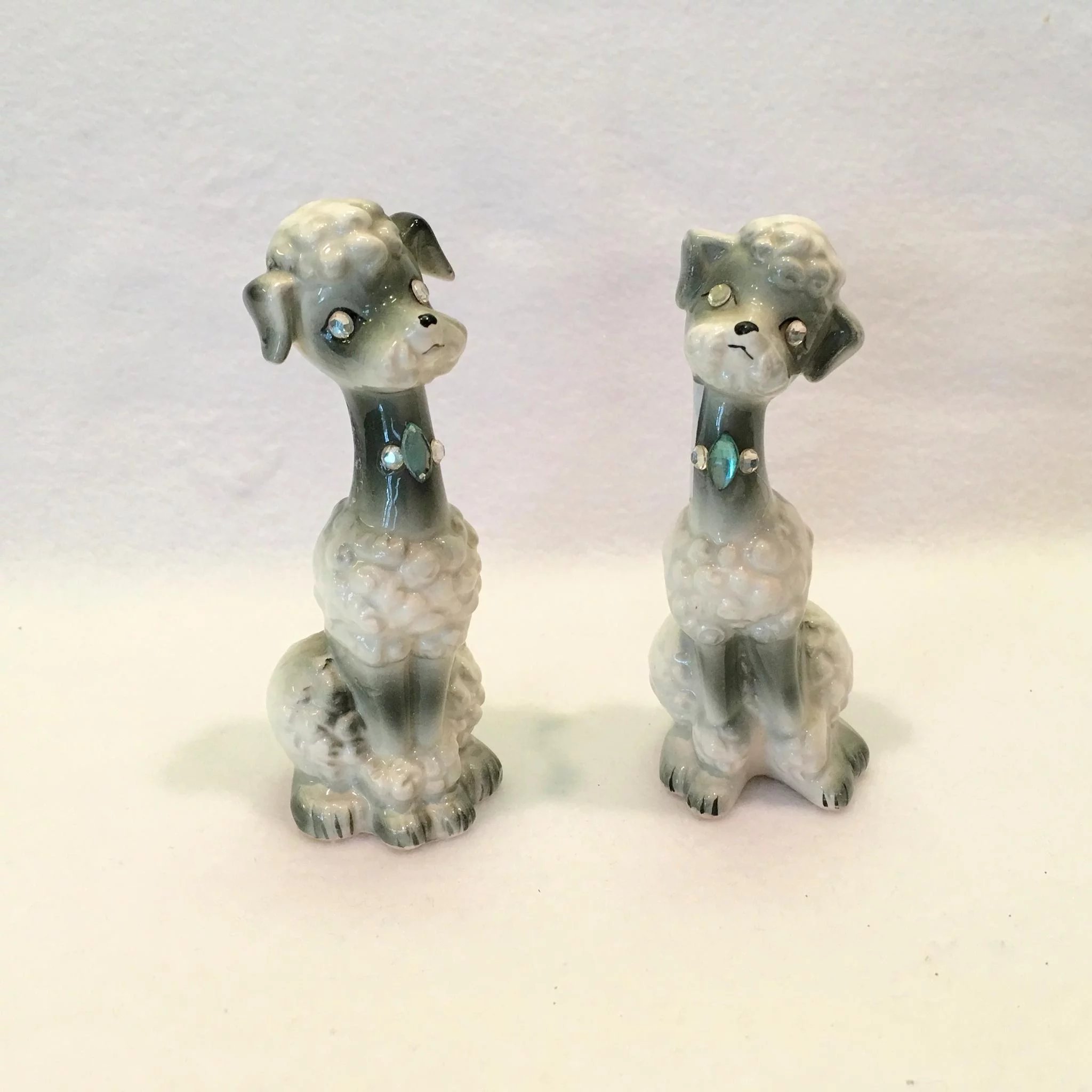 Enesco E-3344 Gray Poodle Salt and Pepper Shakers with Rhinestone ...