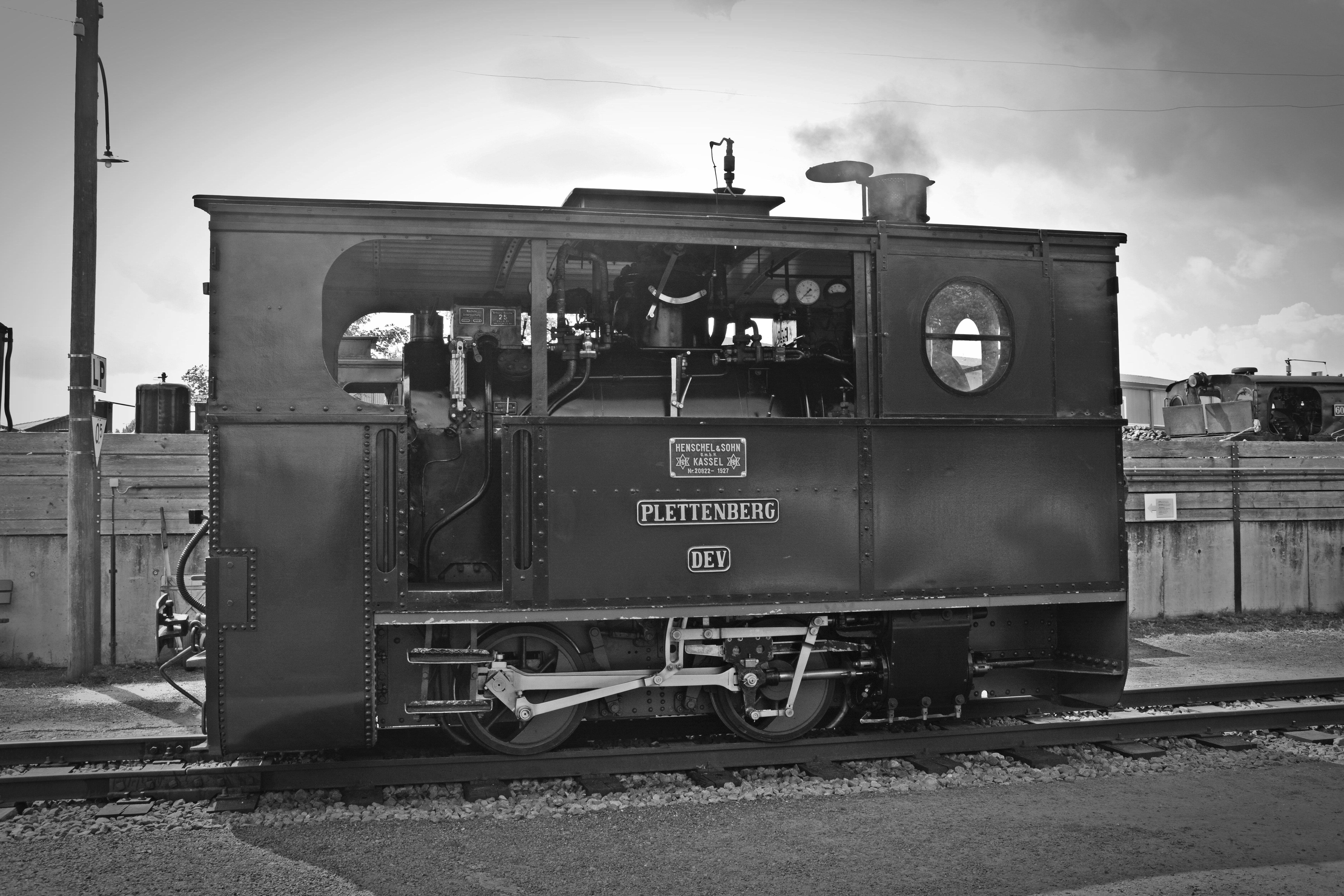 Gray scale photo of classic train