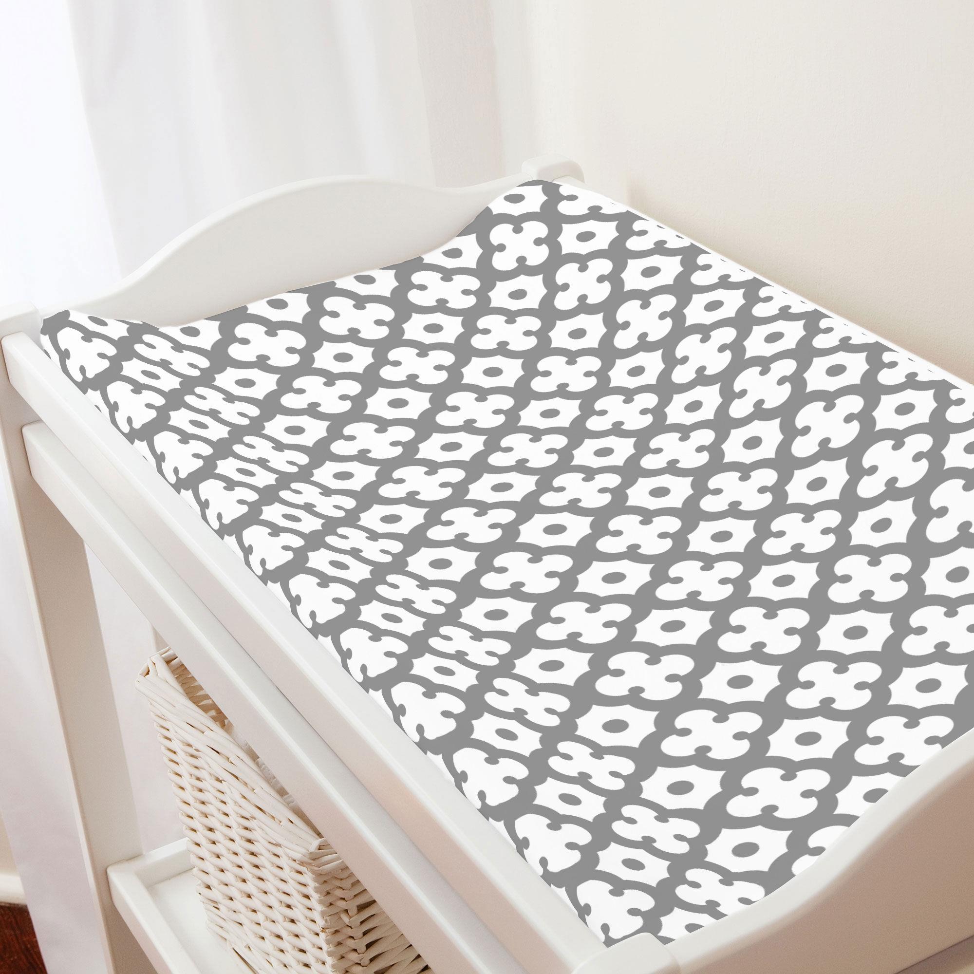 Cloud Gray Moroccan Tile Changing Pad Cover | Carousel Designs