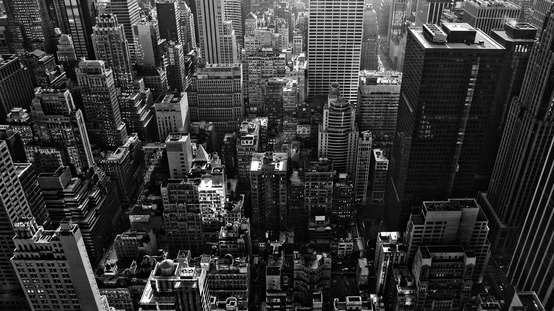 Grayscale Arial City View Wallpaper - Wallpaper Stream
