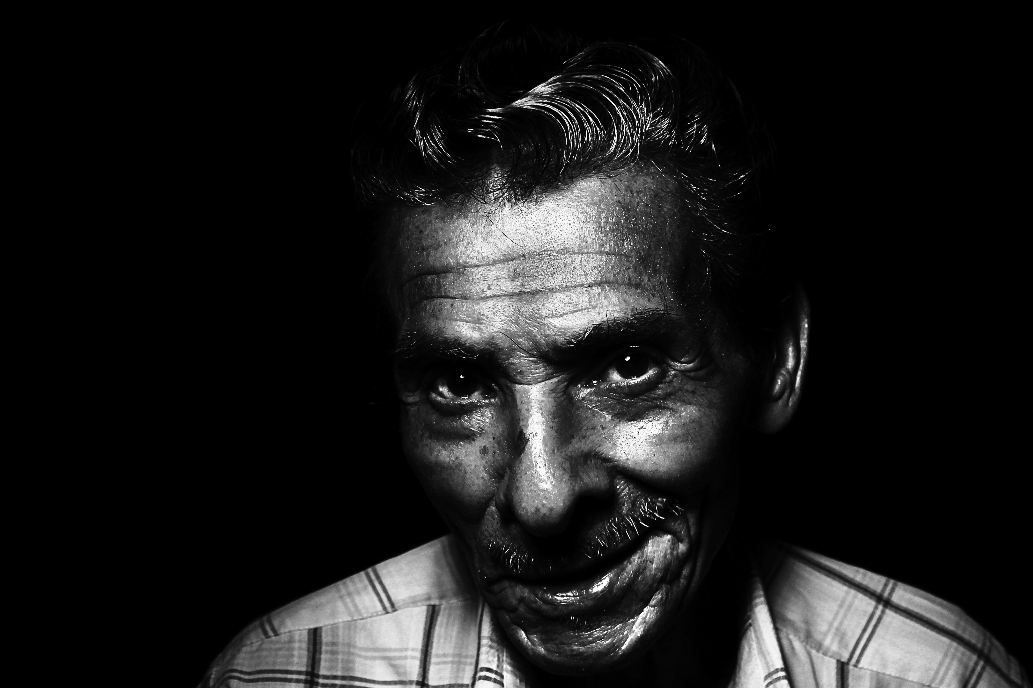 Free photo: Grayscale Photo of Man Smiling - Adult, Grandfather ...