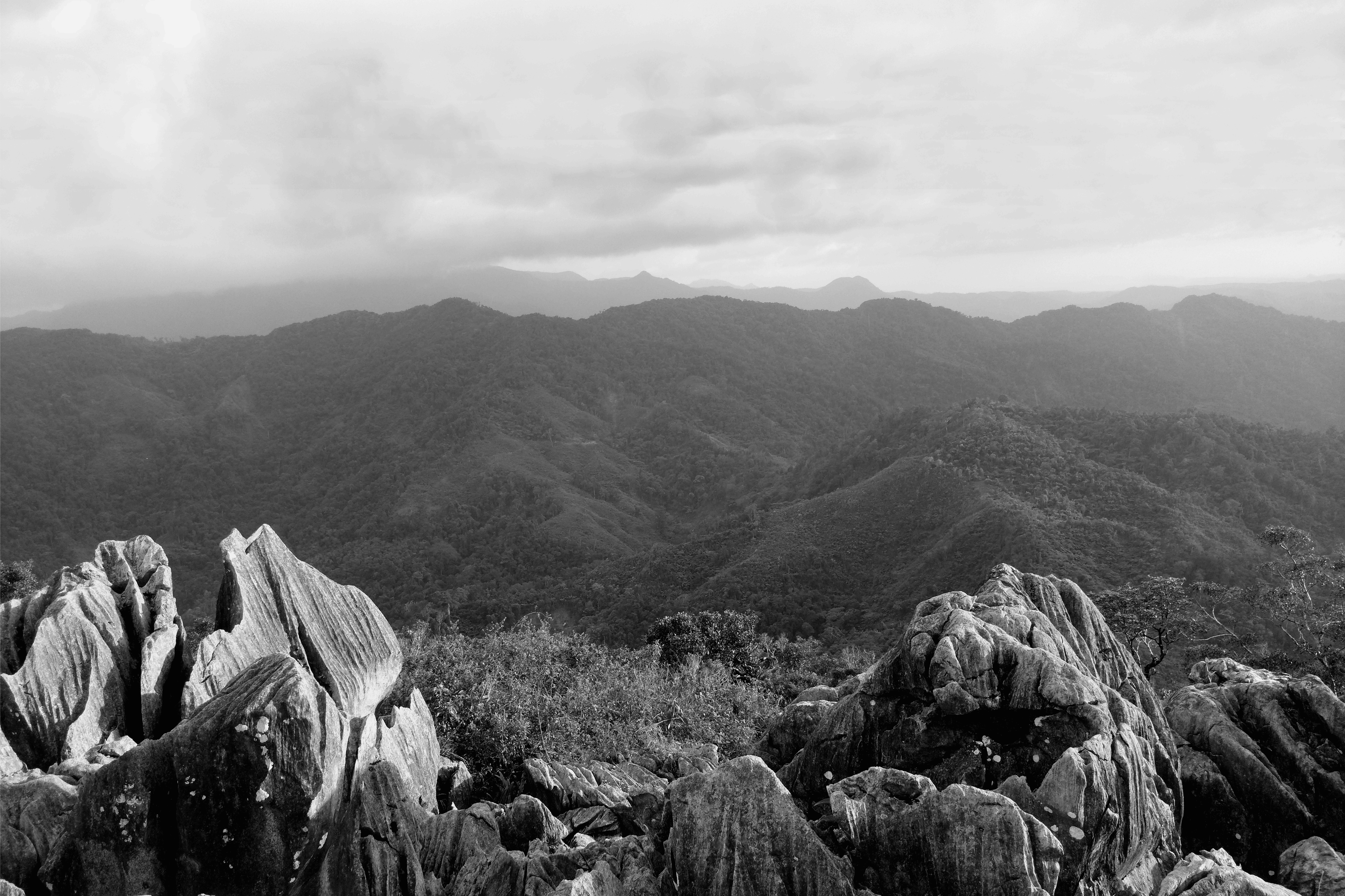 Grayscale Mountain Photo