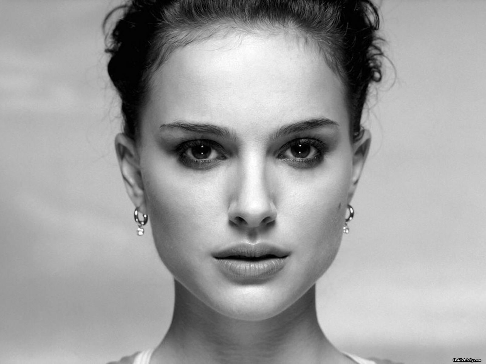 Women actress Natalie Portman grayscale monochrome faces wallpaper ...