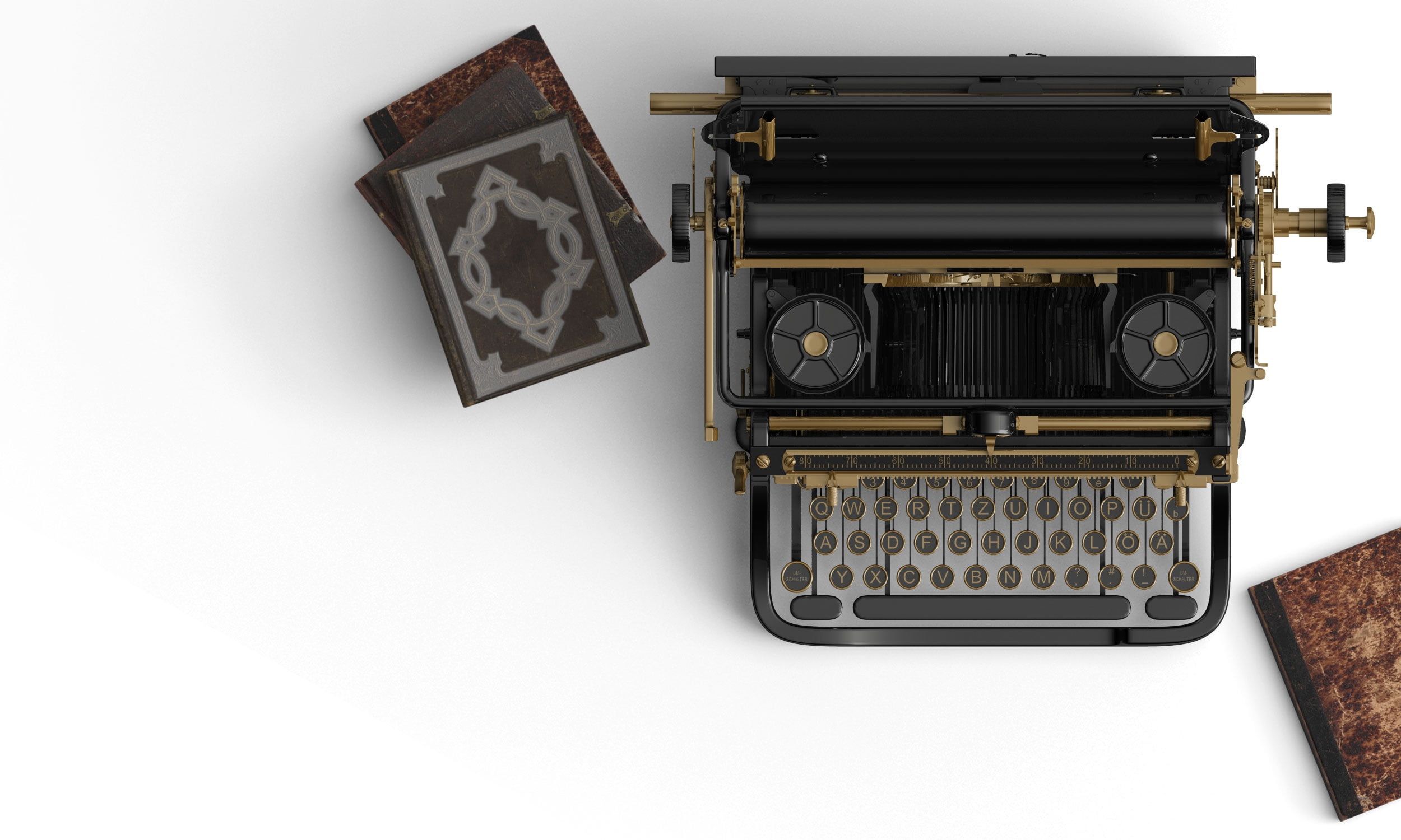 Vintage black and brown typewriter near gray book HD wallpaper ...