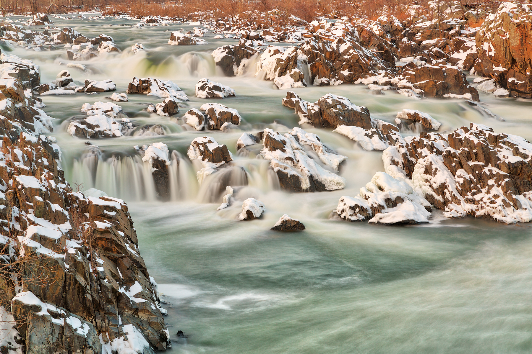 Great Falls Winter Jade Cascades - HDR, America, Perspective, Shade, Scenic, HQ Photo