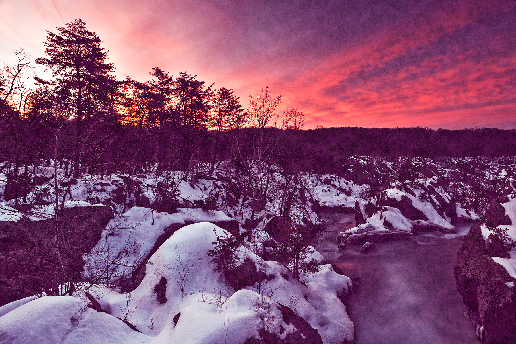 Great Falls Winter Twilight - Violet Velvet Fantasy, Age, Park, Scenery, Scene, HQ Photo