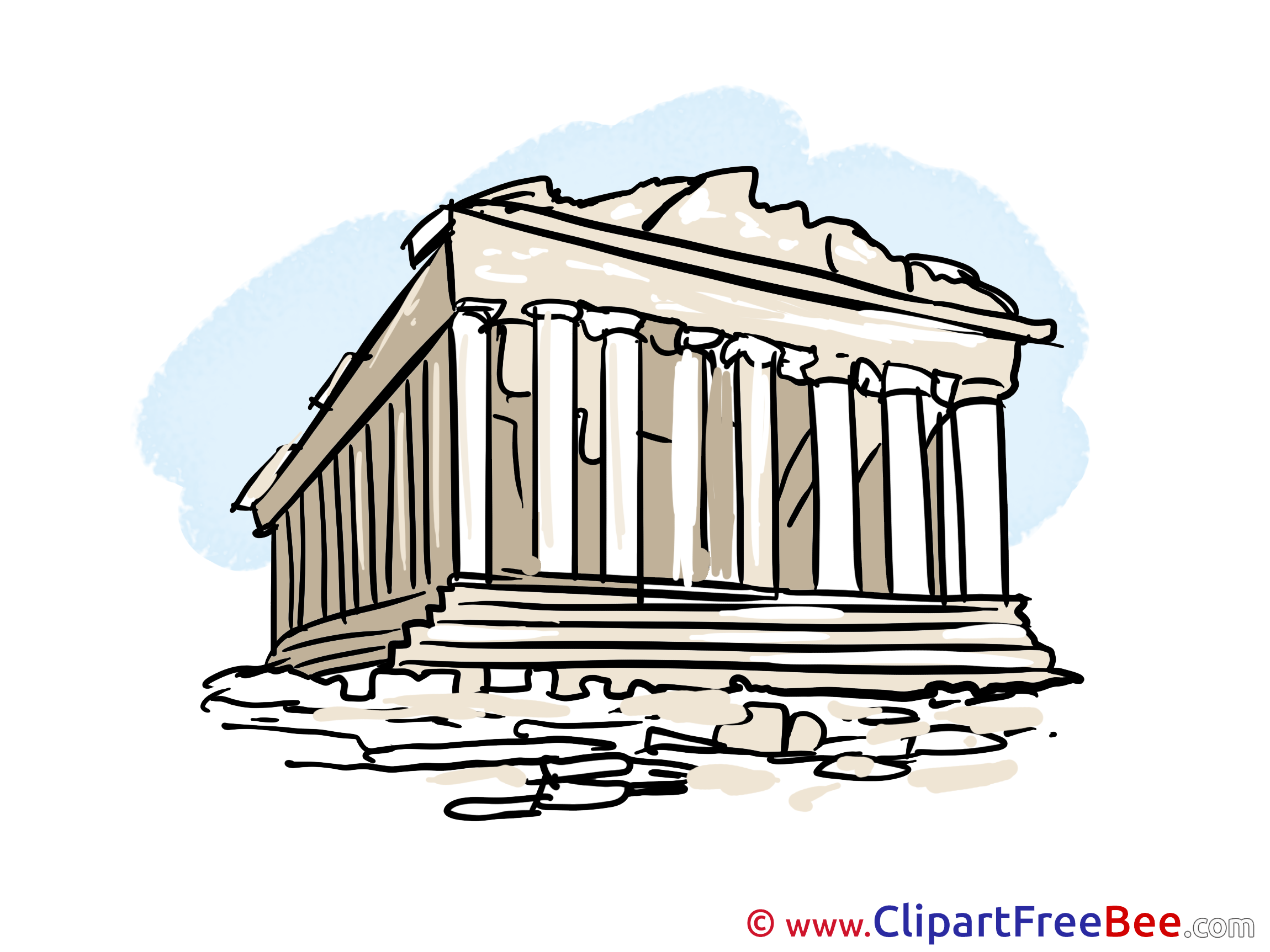 Greece clipart greek architecture - Pencil and in color greece ...