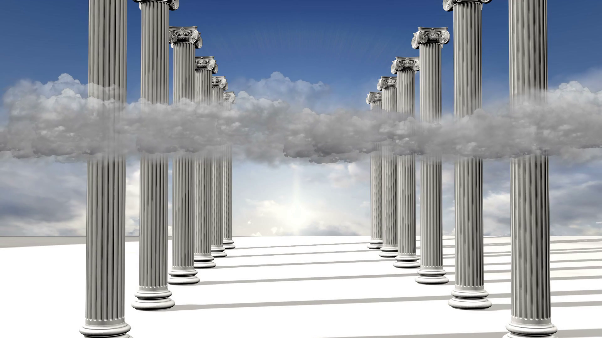 many ancient greek marble pillars with blue sky Motion Background ...