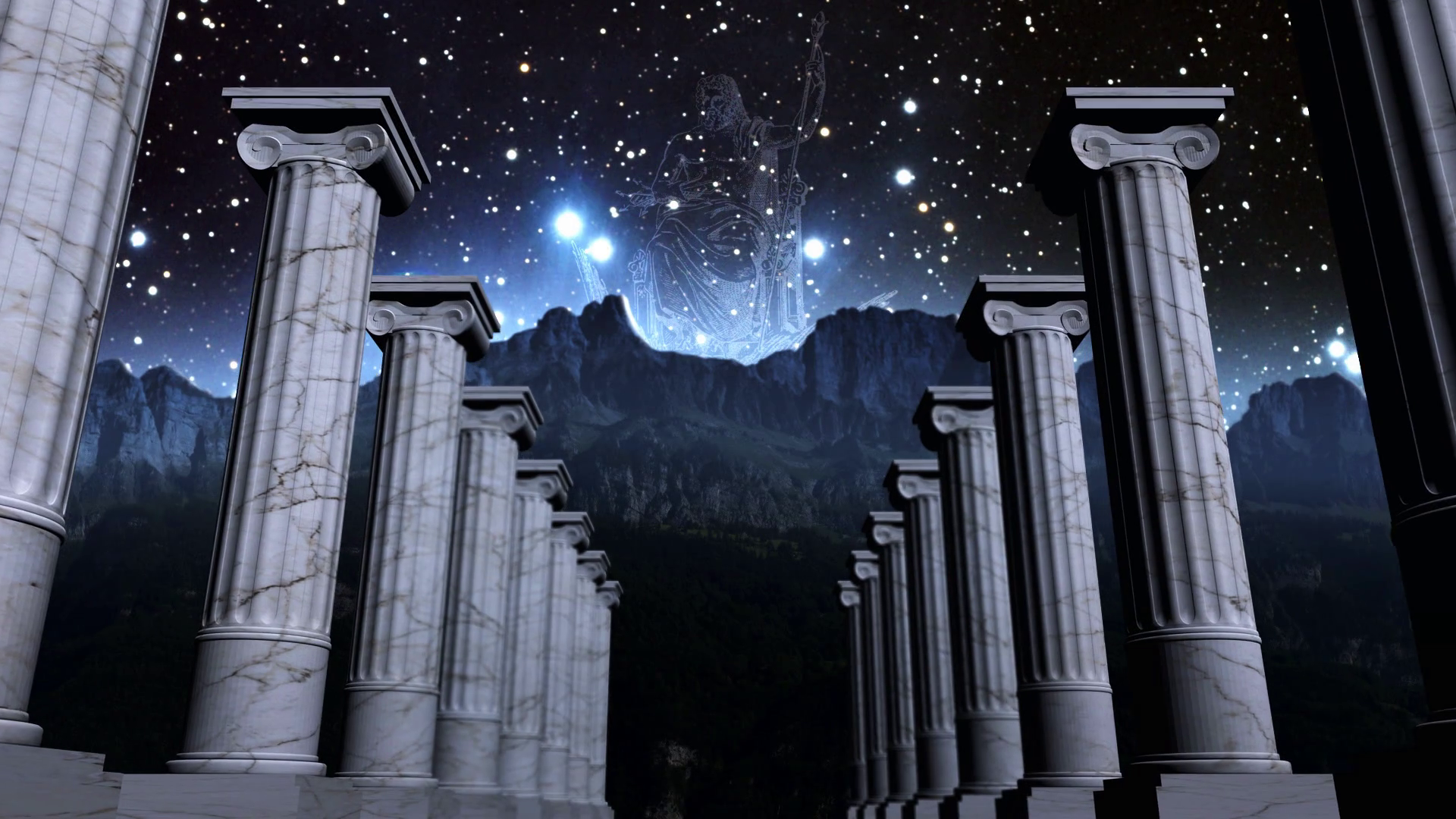 Greek pillars in cosmic scene Motion Background - Videoblocks