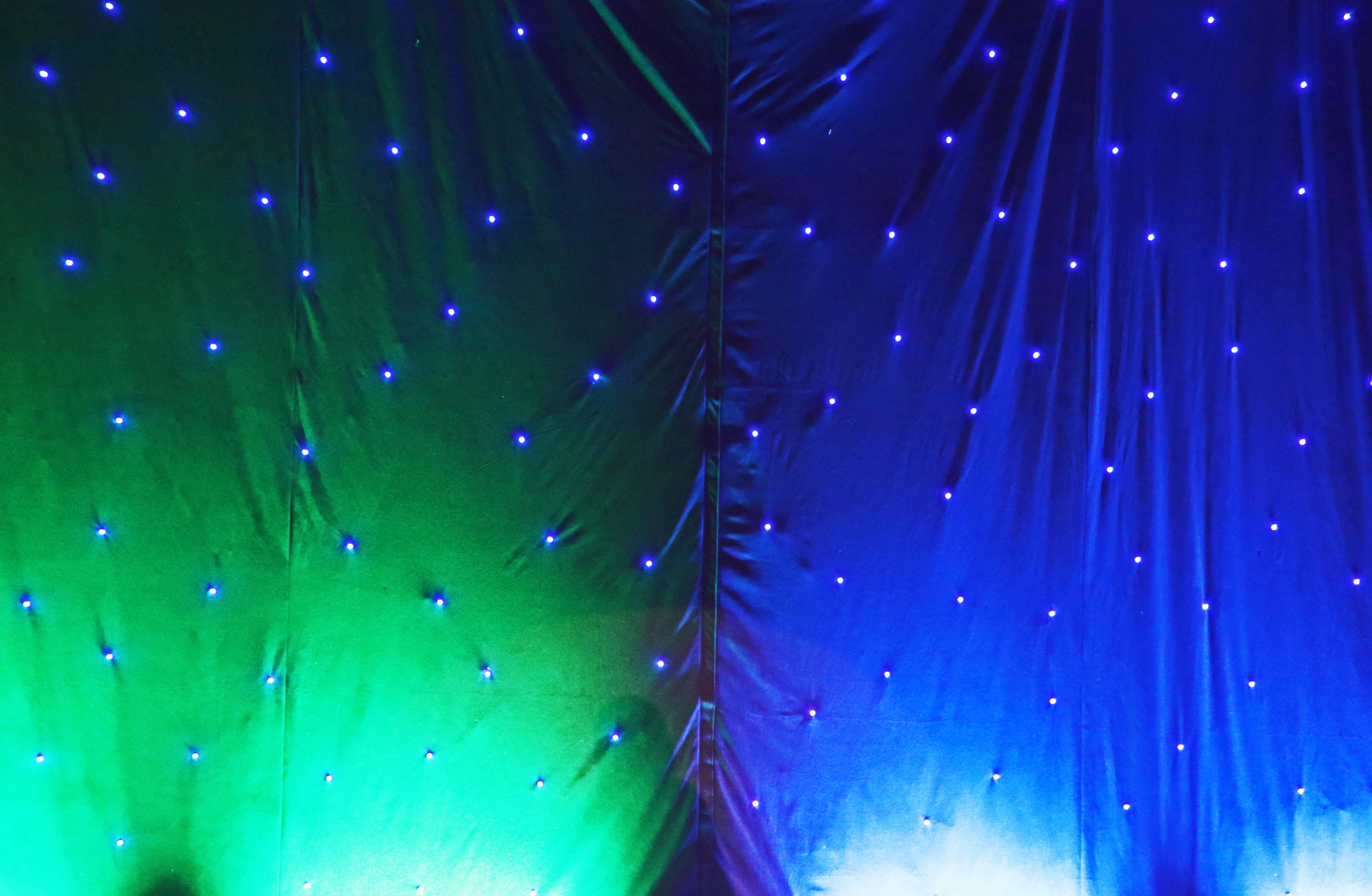 Green and blue decoration with lights, Green and blue decoration with lights